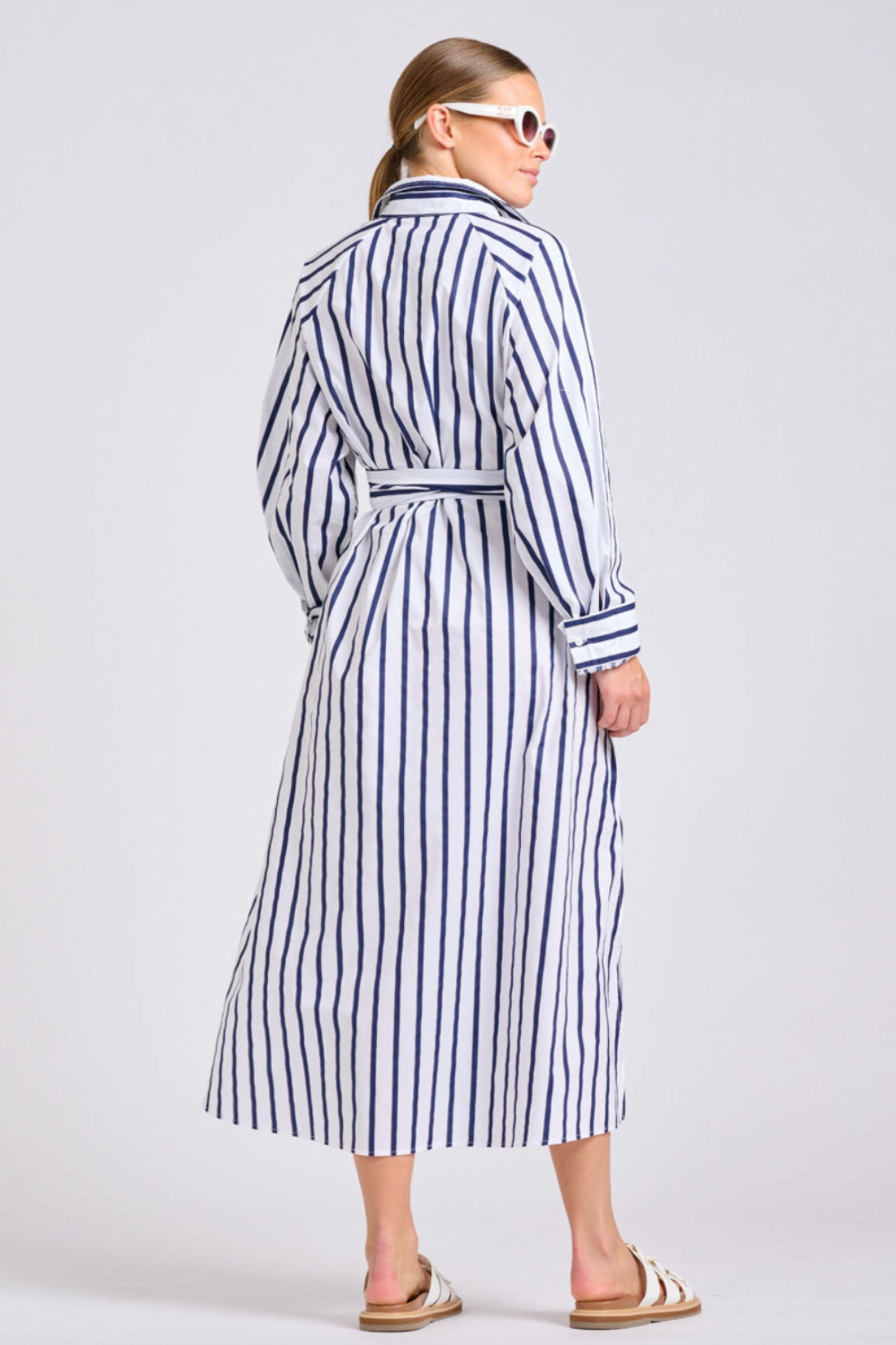 The Gigi Relaxed Dress | White With Navy Stripe