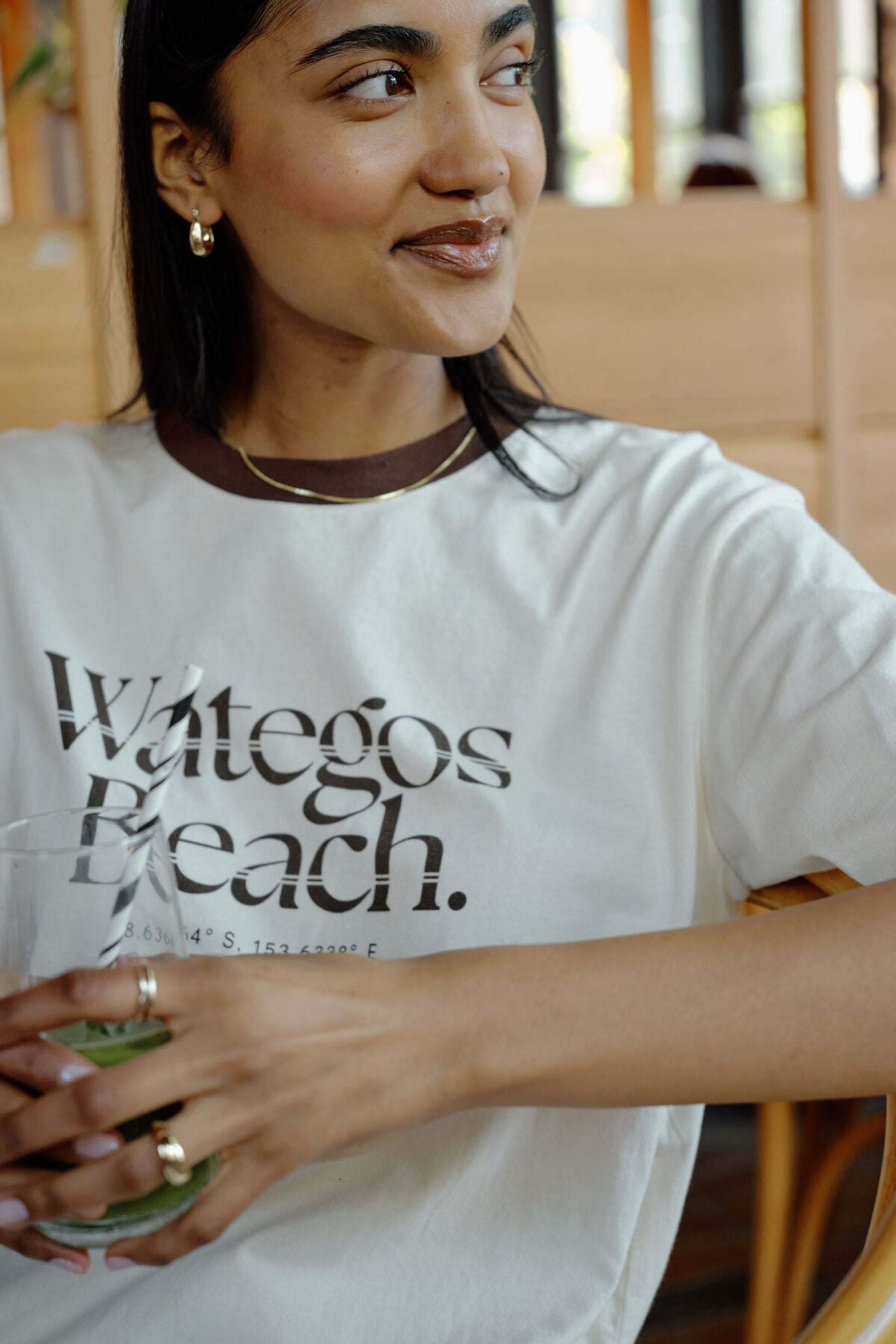 Stevie Slouchy Tee | Buff/ Wategos Beach