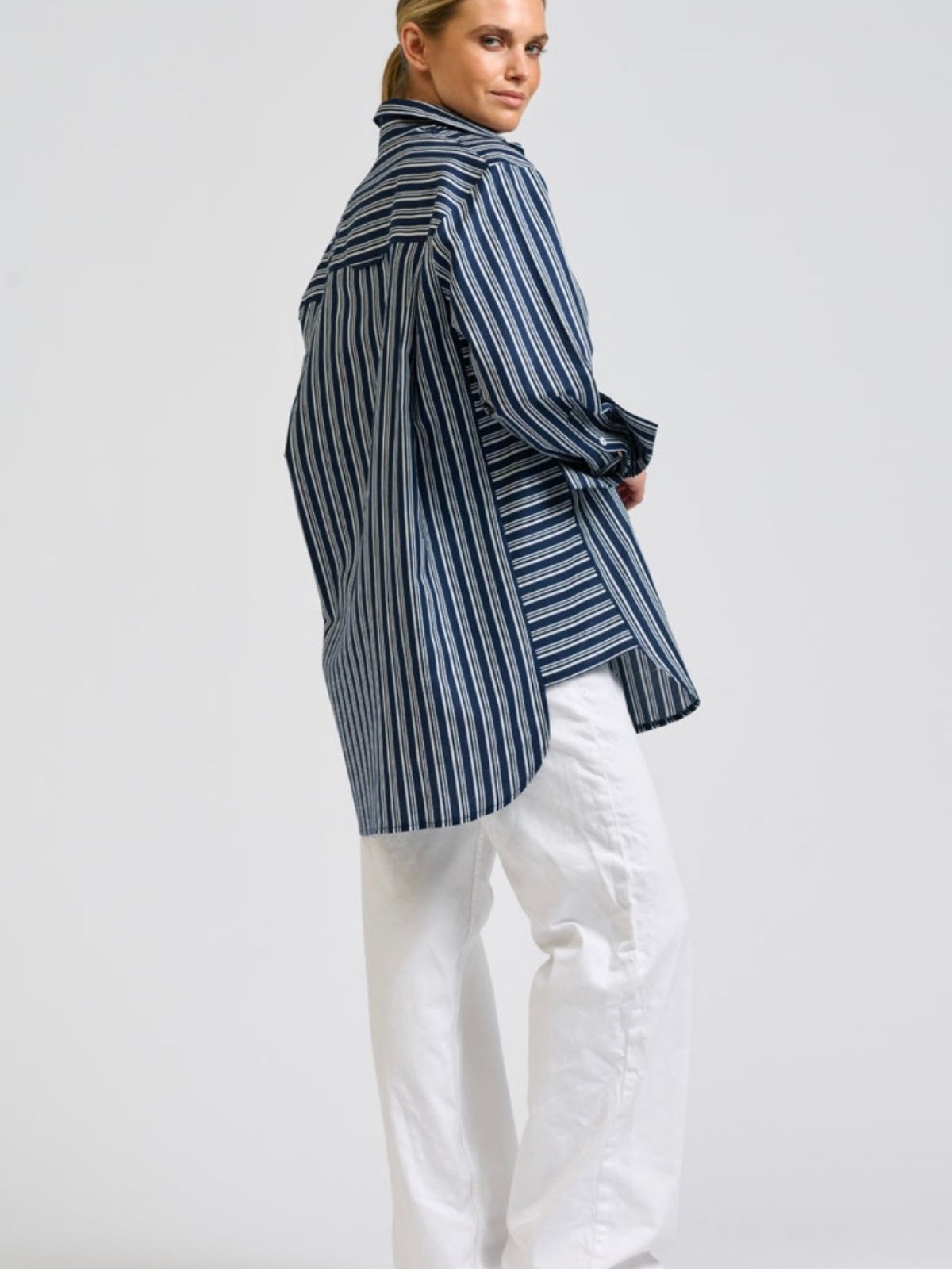 The Andrea Shirt | Bold Navy Stripe