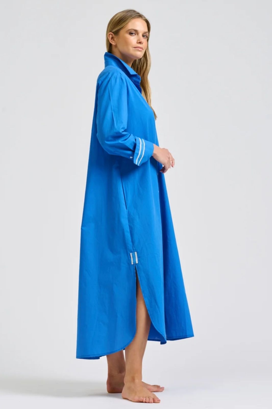 Pia Longline Shirtdress | Bright Blue