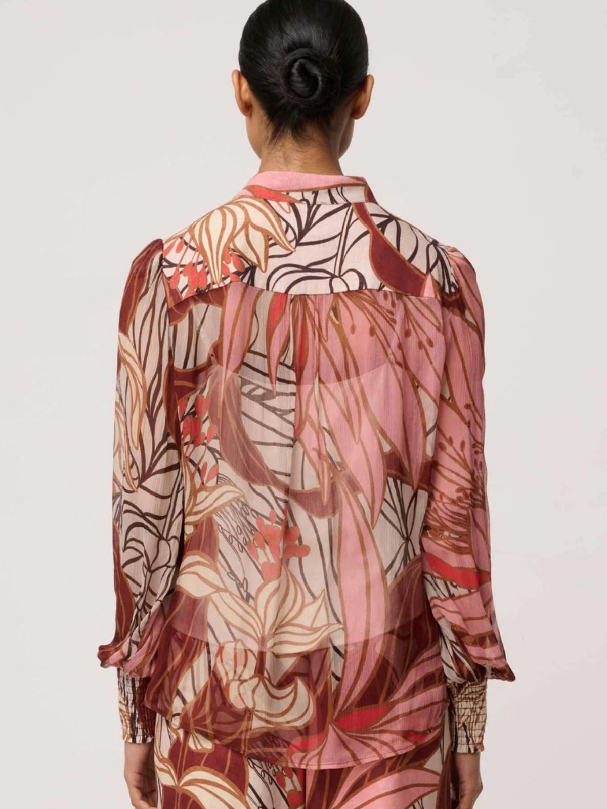 Freya Sheer Viscose Blouse with Embellished Neck Detail | Cathedral Botanic