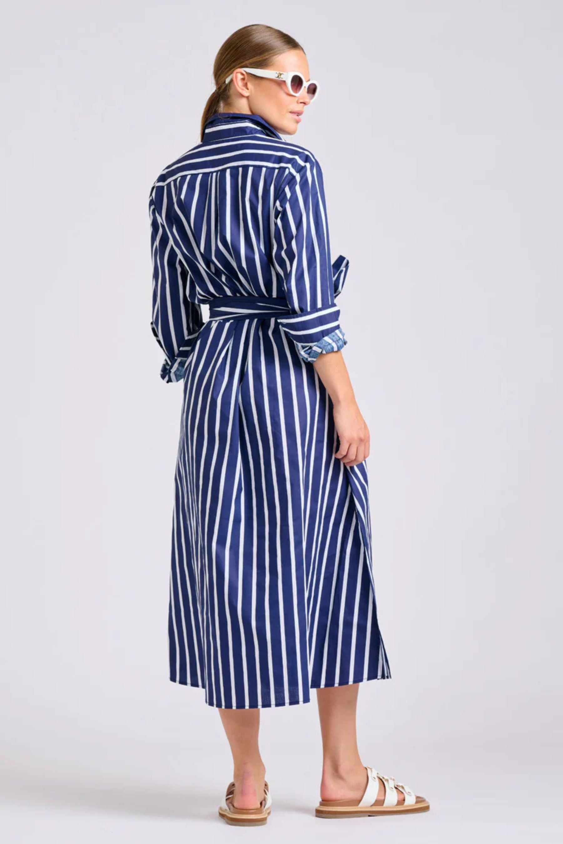 Luna Oversized Dress | Navy with White Stripe