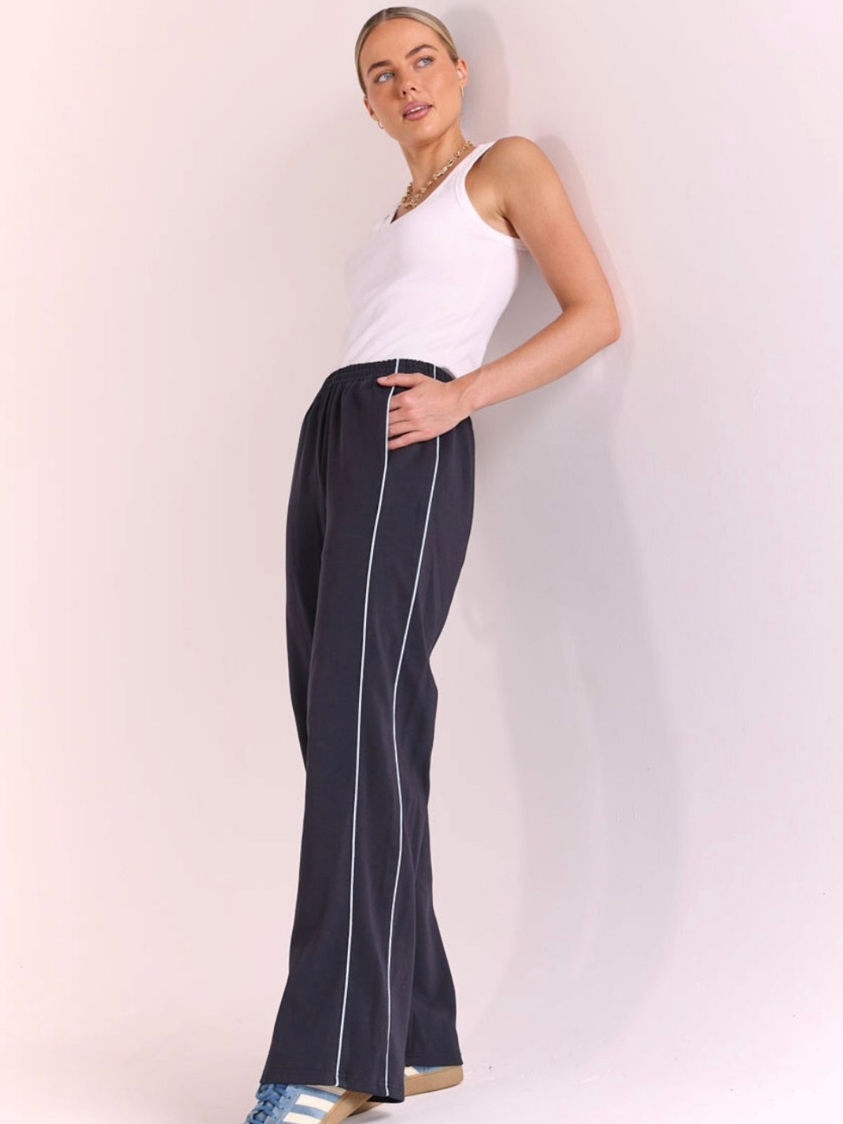 Noah Wide Pant | Navy Stripe