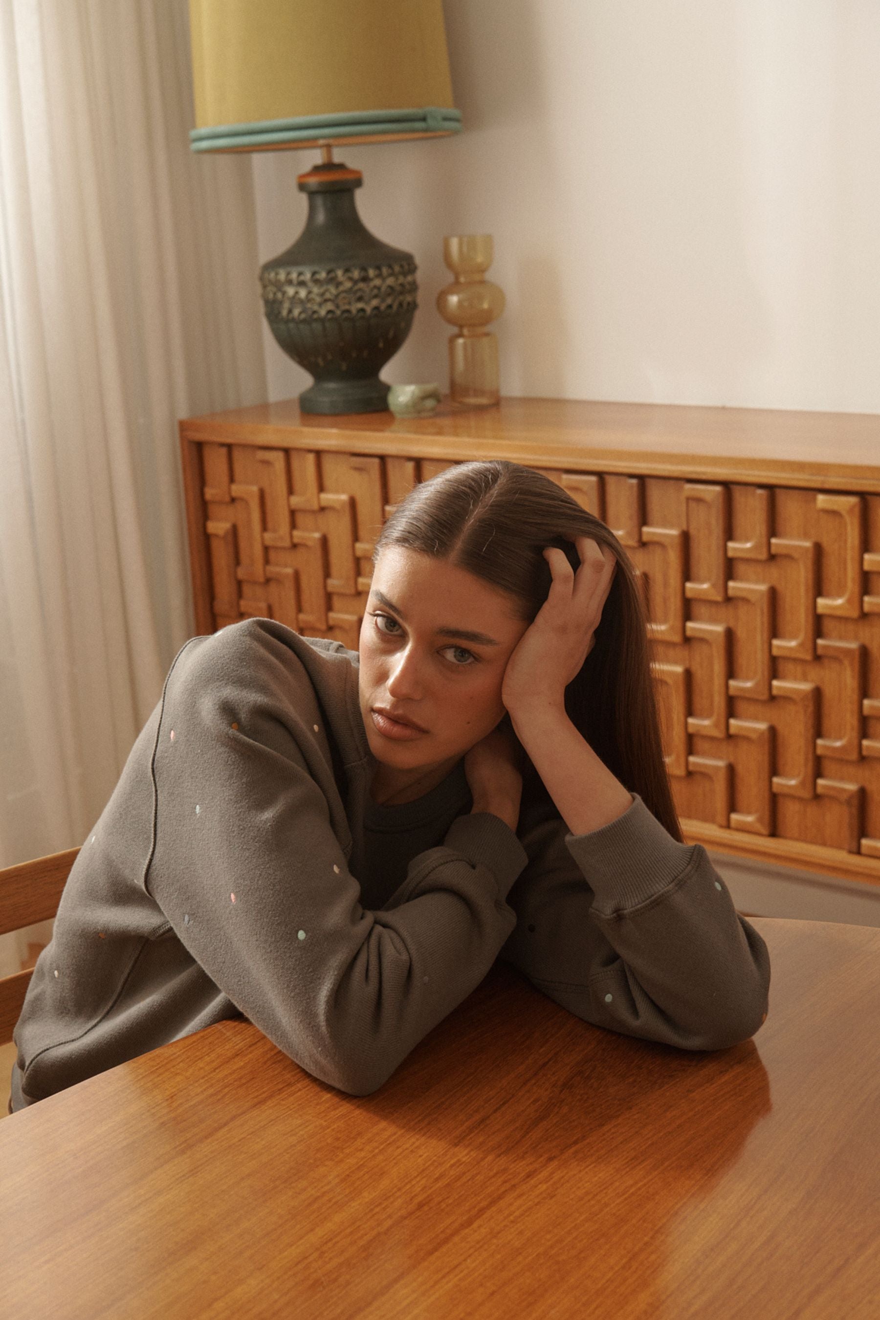 Patti Sweatshirt | Dot - Licorice