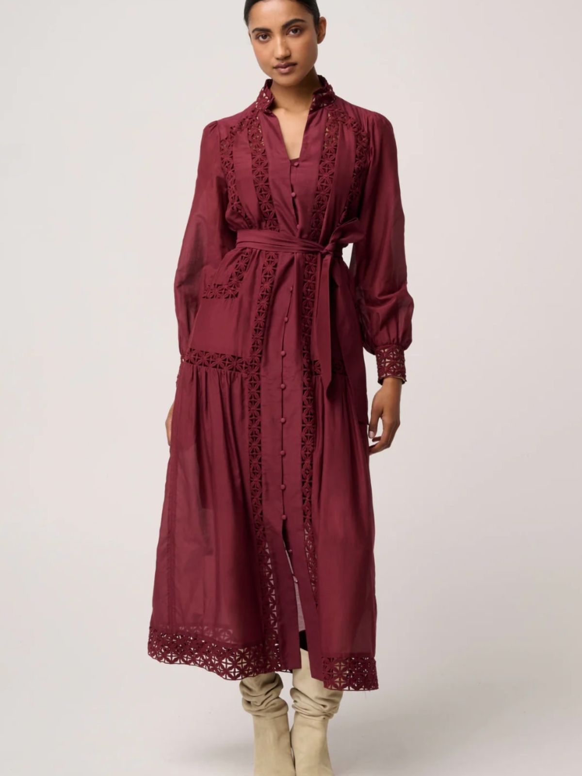 Cascadian Cotton Silk Maxi Dress | Bordeaux