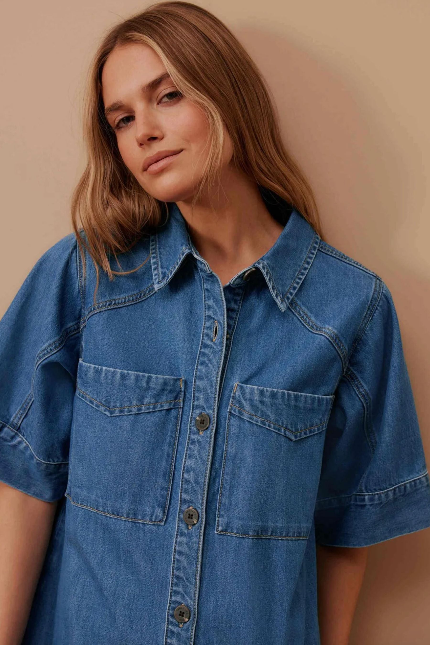 Ava Short Sleeve Mini Dress | Fresh Indigo