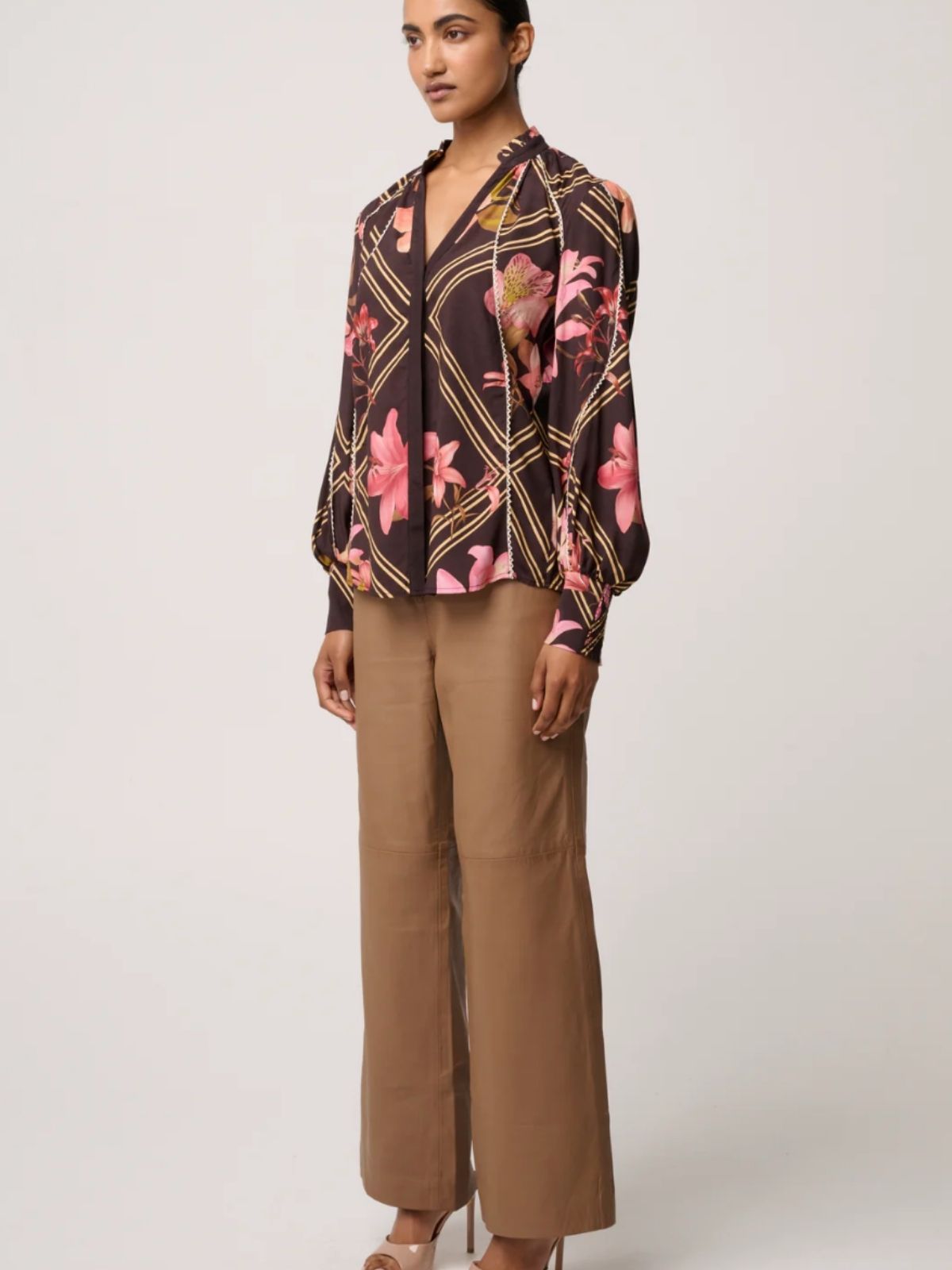 Illusion Viscose Blend Printed Blouse | Obsidian Bloom