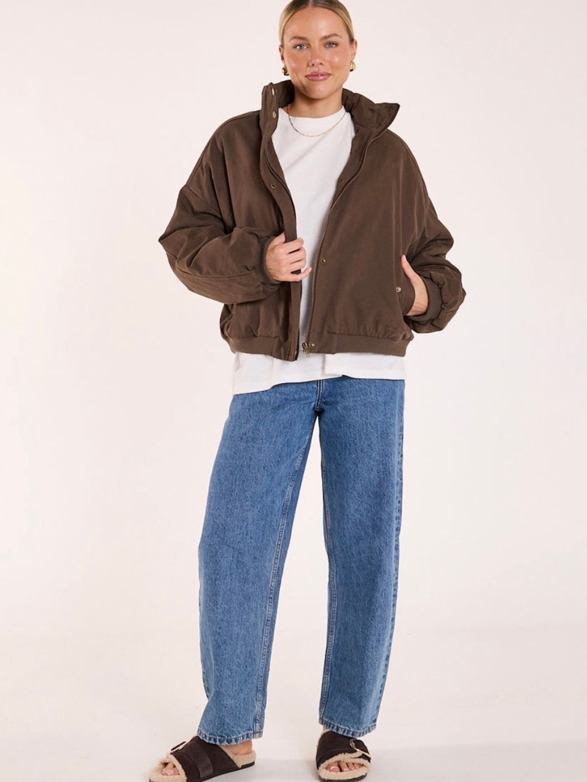 Asher Funnel Neck Jacket | Chocolate