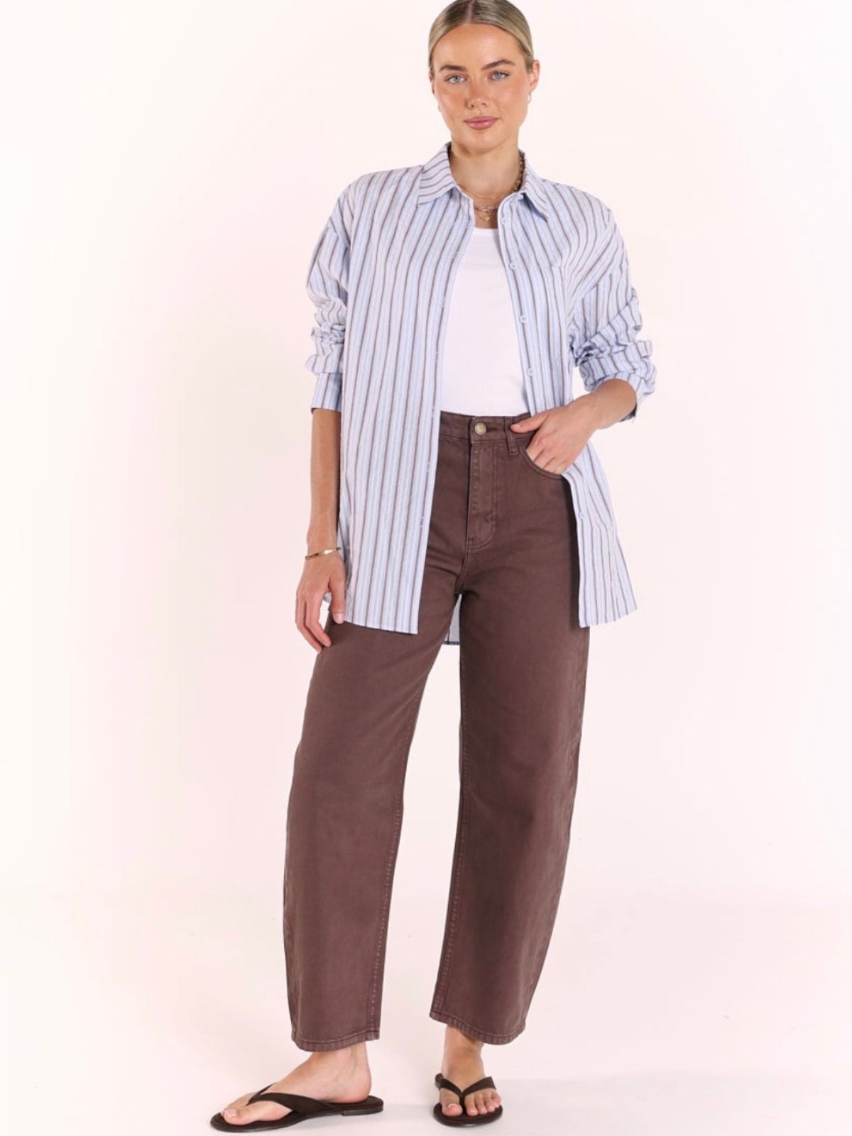 Emily Shirt | Blue Chocolate Stripe