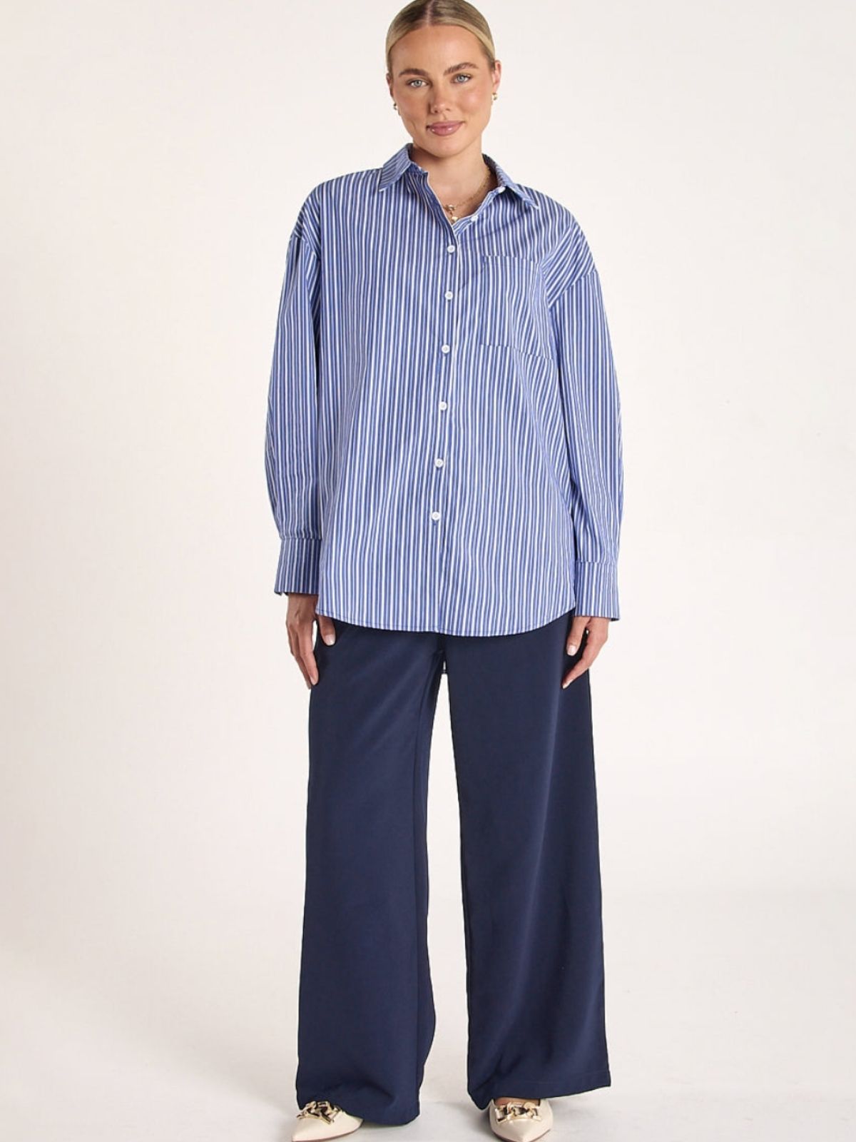 Emily Shirt | Navy Stripe