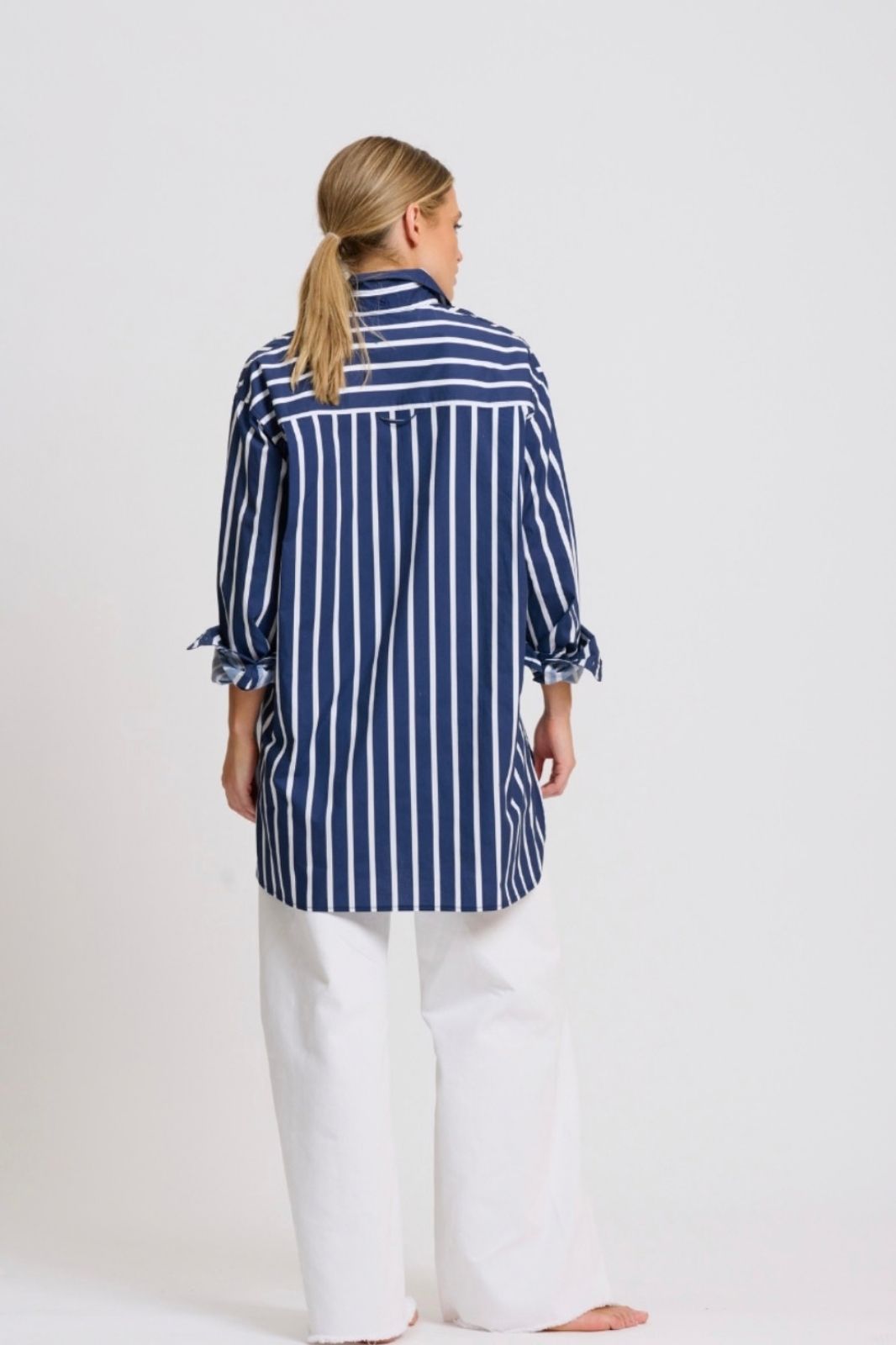 Bobbie Boyfriend Shirt | Navy Thick Stripe