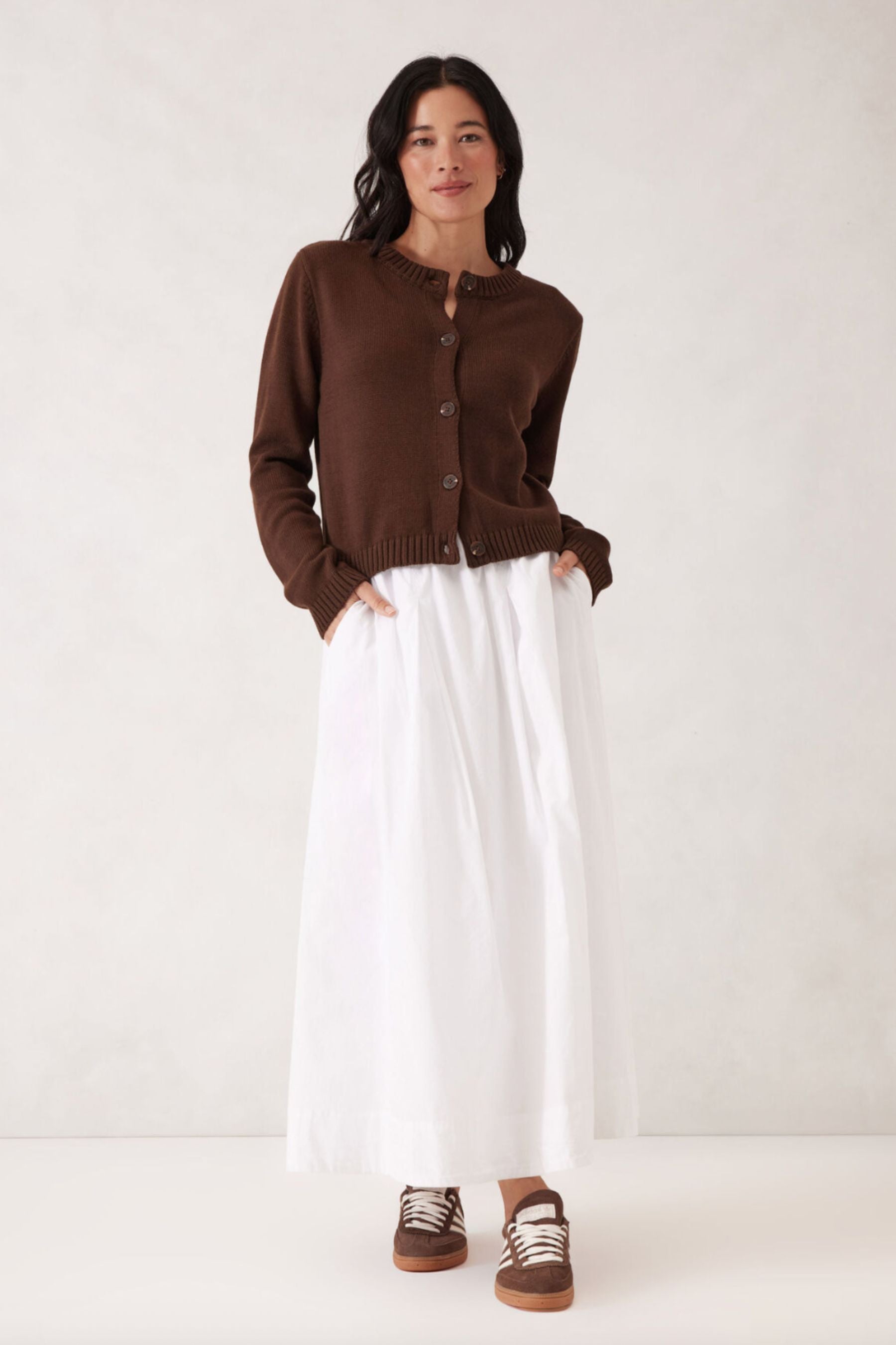 Nelly Long Sleeve Knit Cardi | Chocolate