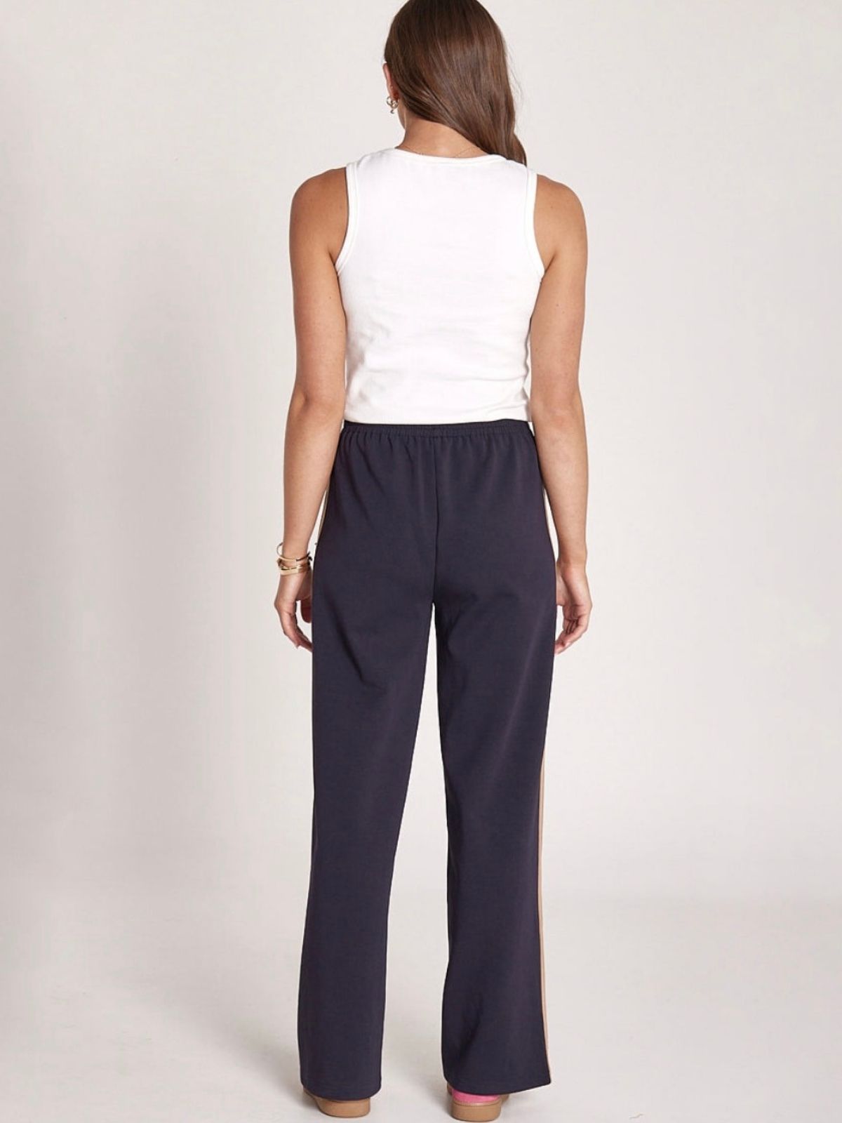 Noah Wide Pant | Navy Caramel Stripe