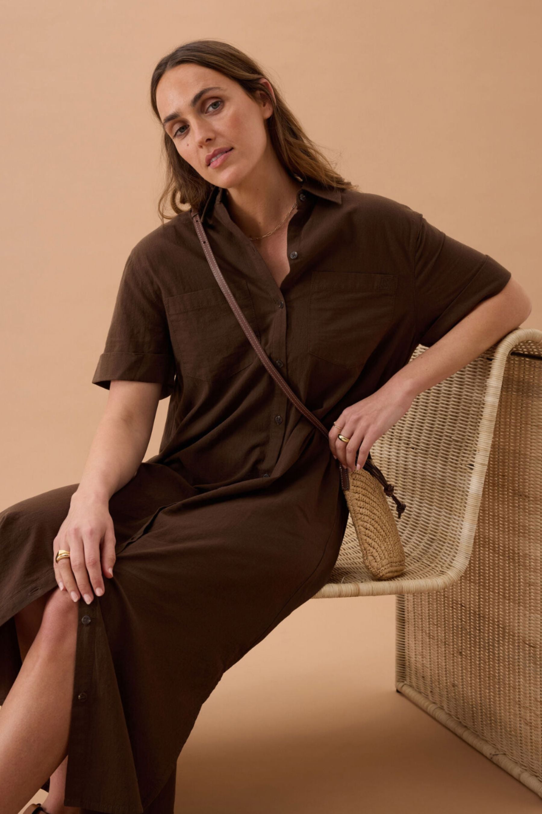 Hanna Midi Shirt Dress | Chocolate
