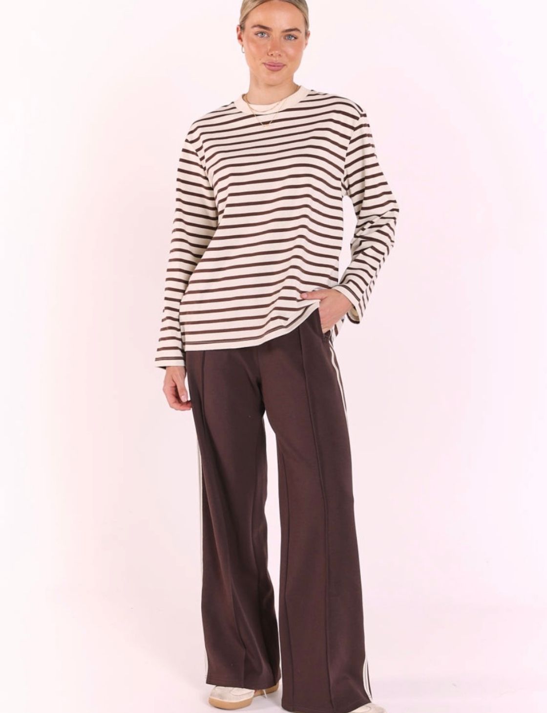 Carter Long Sleeve Tee | Chocolate Cream Stripe