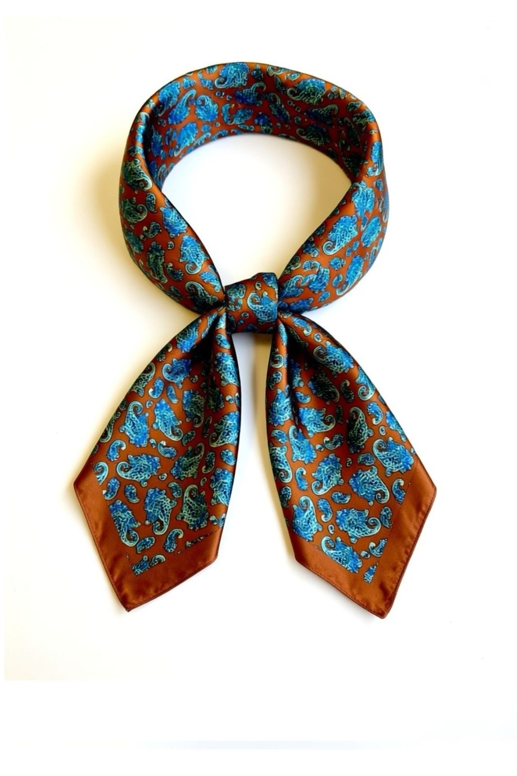 Scarf | Tan with Blue Green Paisley