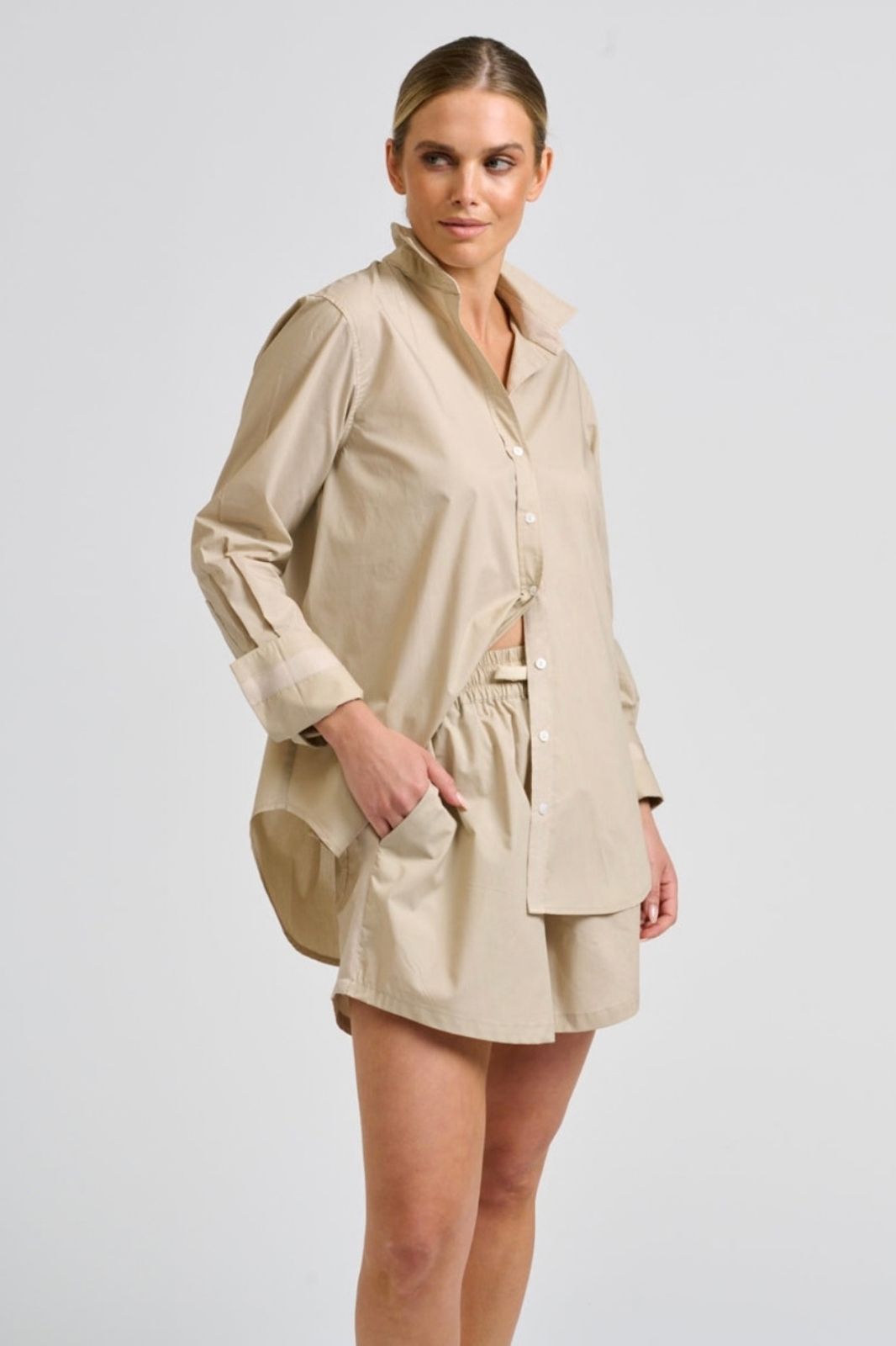 Elodie Trim Shirt | Biscuit
