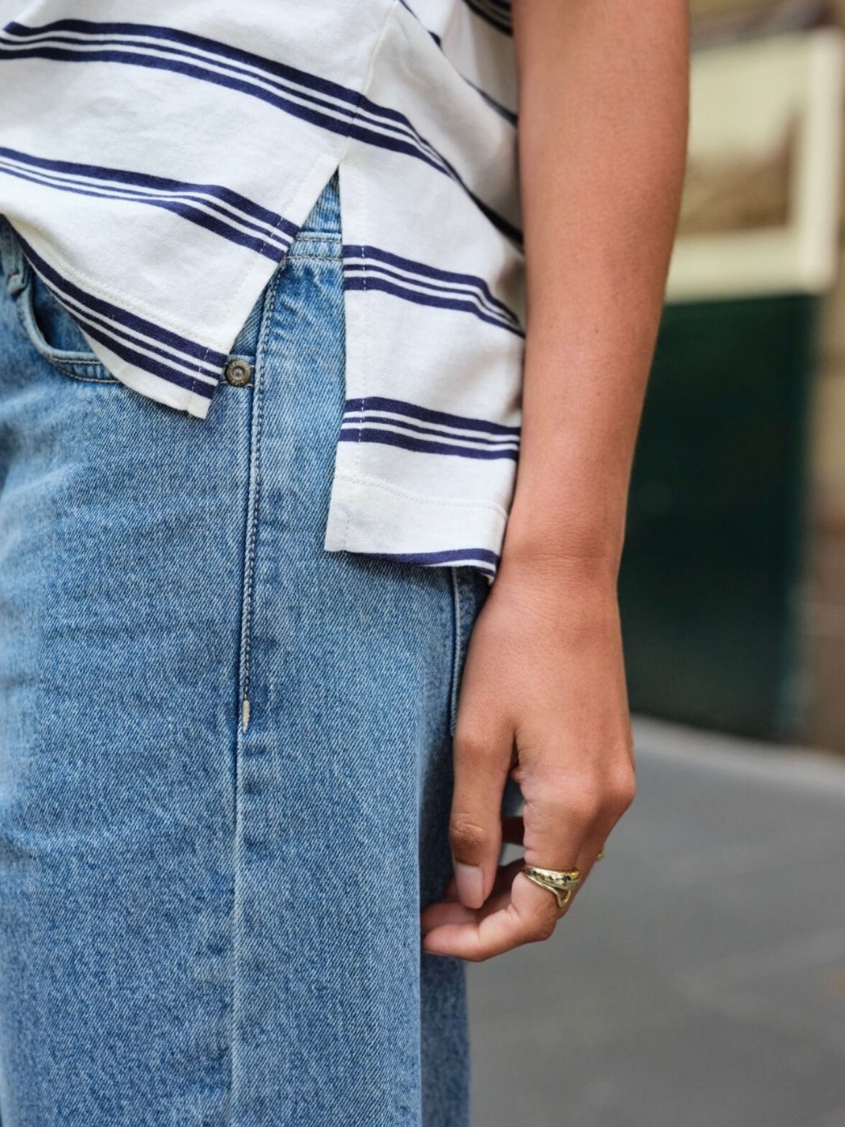 Stevie Slouchy Tee | Milk Heritage Navy Stripe