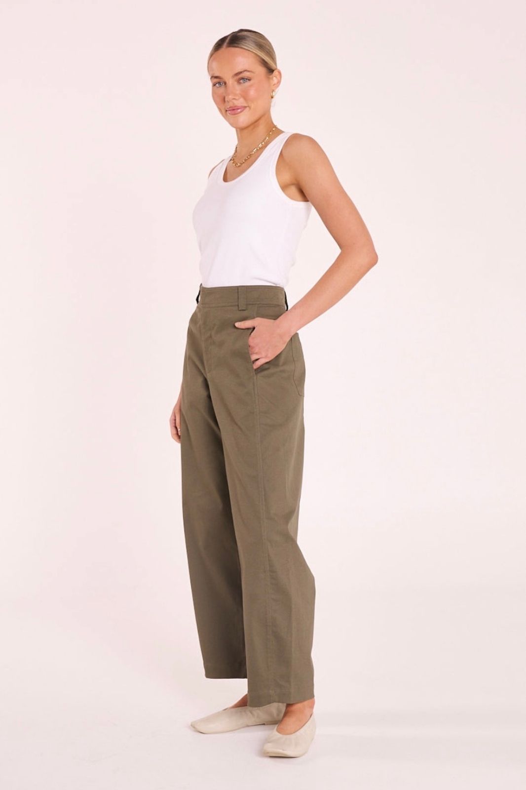Charlie Barrel Pant | Khaki