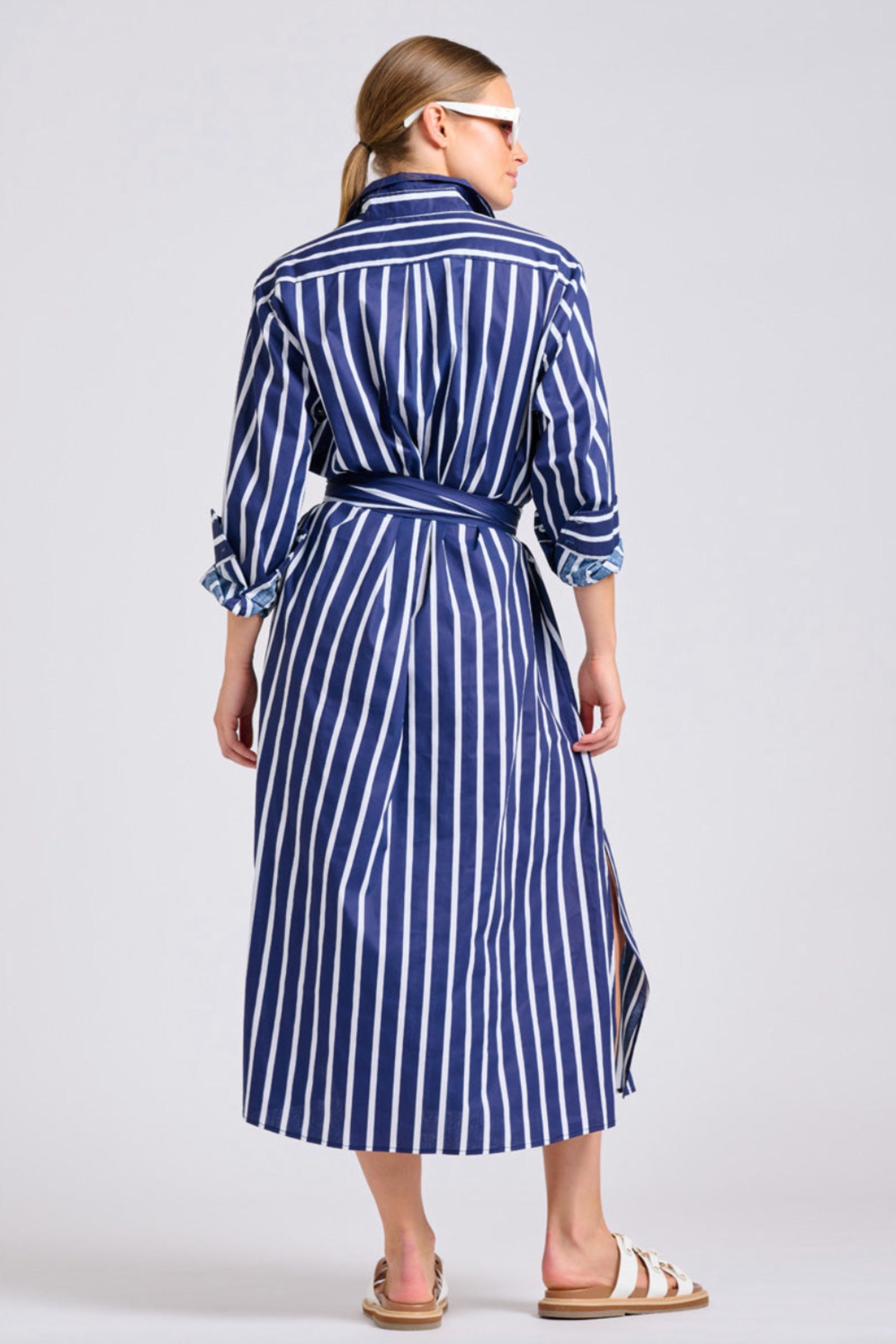 The Luna Oversized Dress | Navy With White Stripe