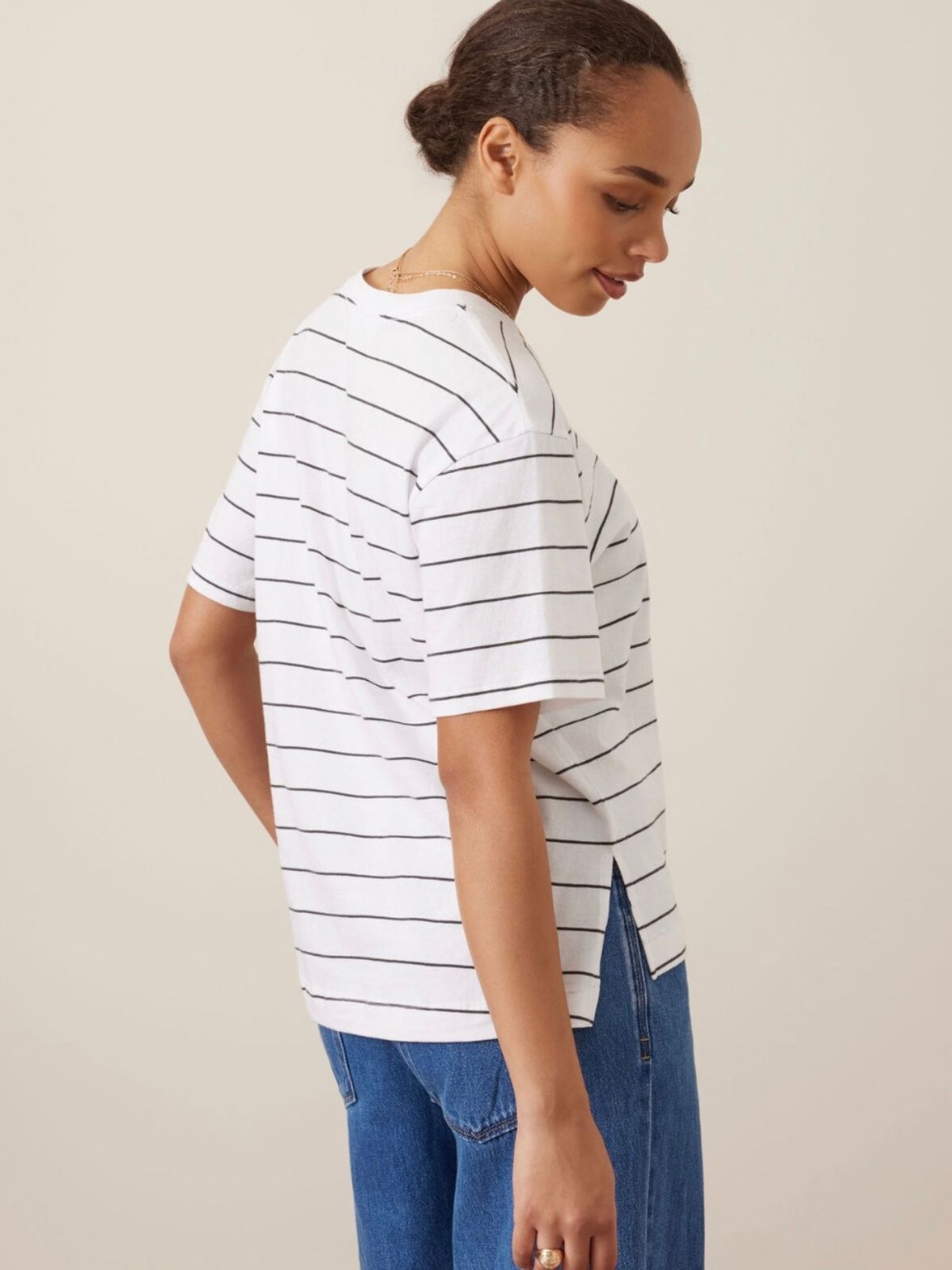 Stevie Slouchy Tee | White &amp; Phantom Stripe