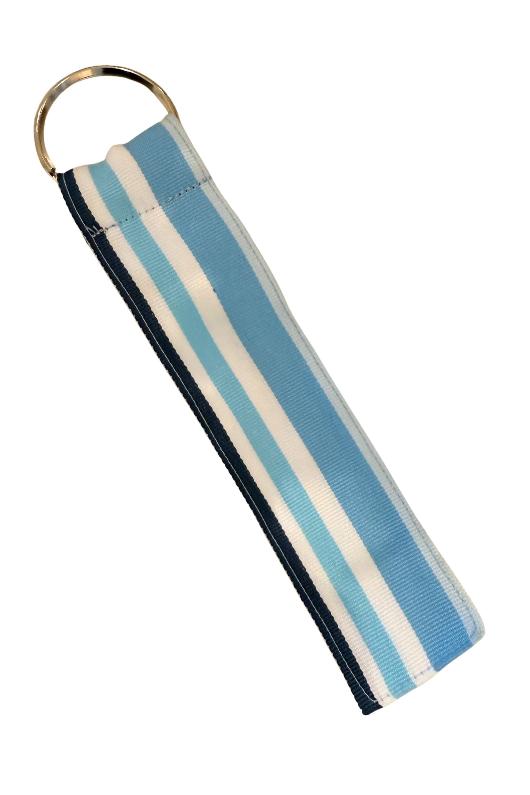Grosgrain Key Rings | Cornflower Blue, White &amp; Navy Stripe