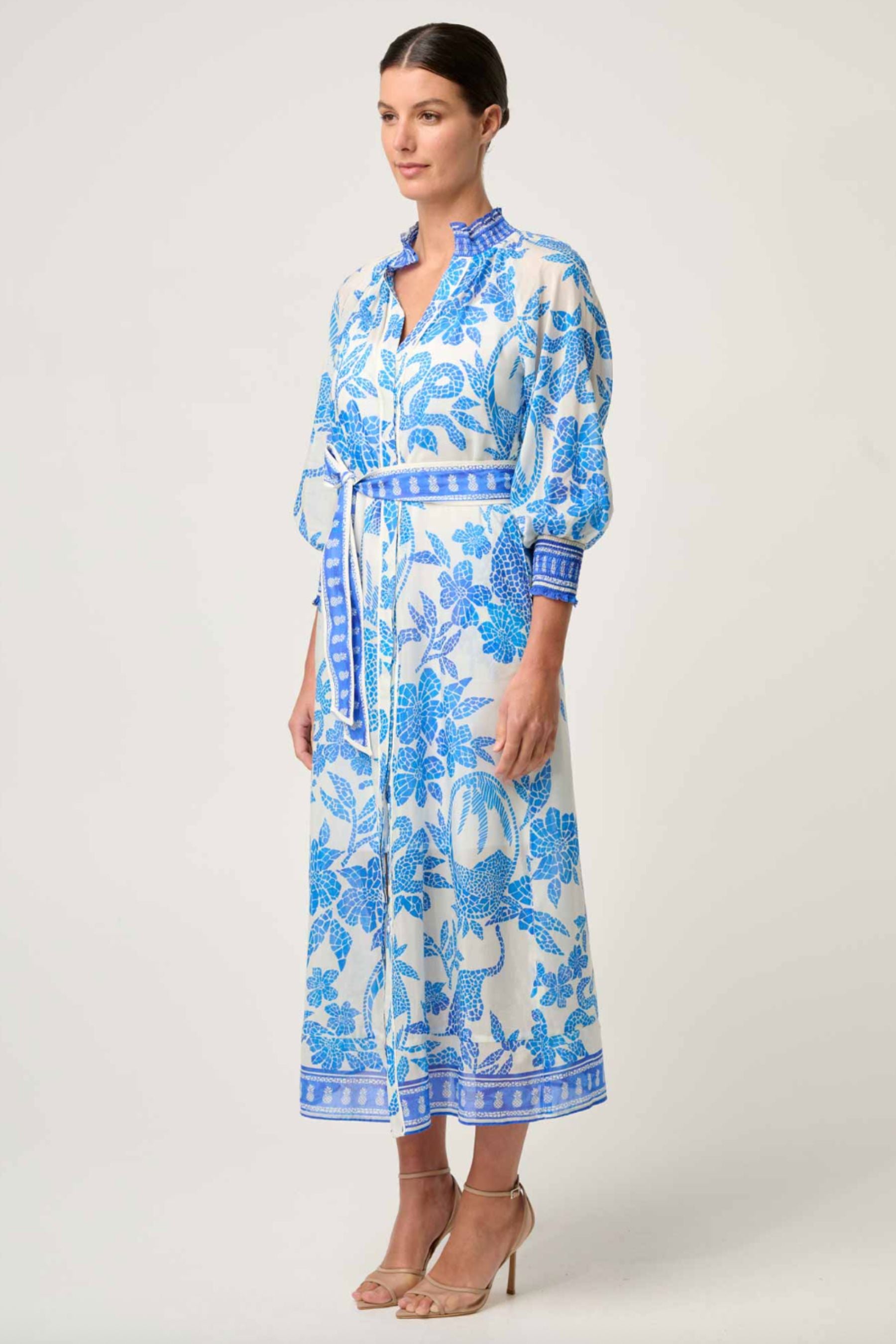 Carmen Silk Maxi Dress | Azure Mosaic