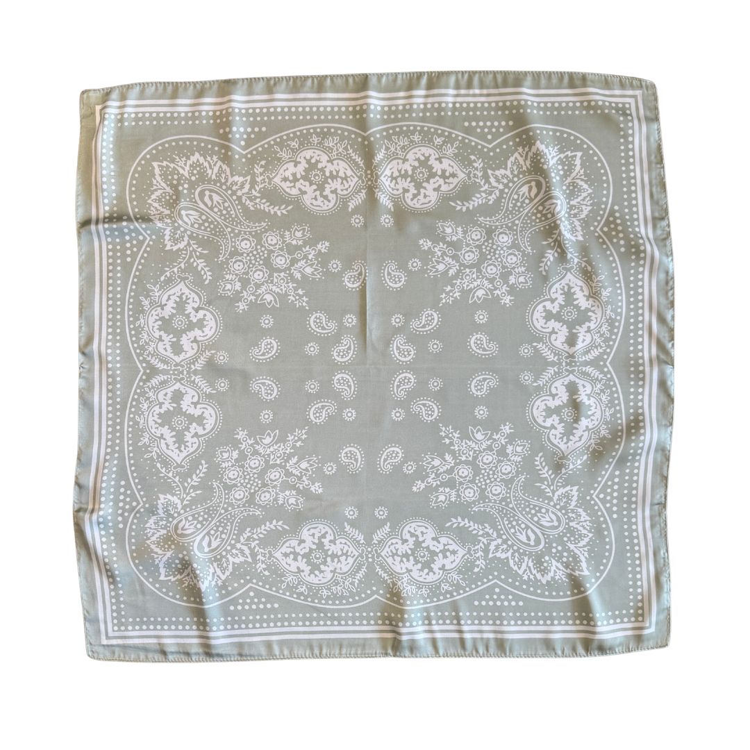 Scarf | Soft Green Bandana Print