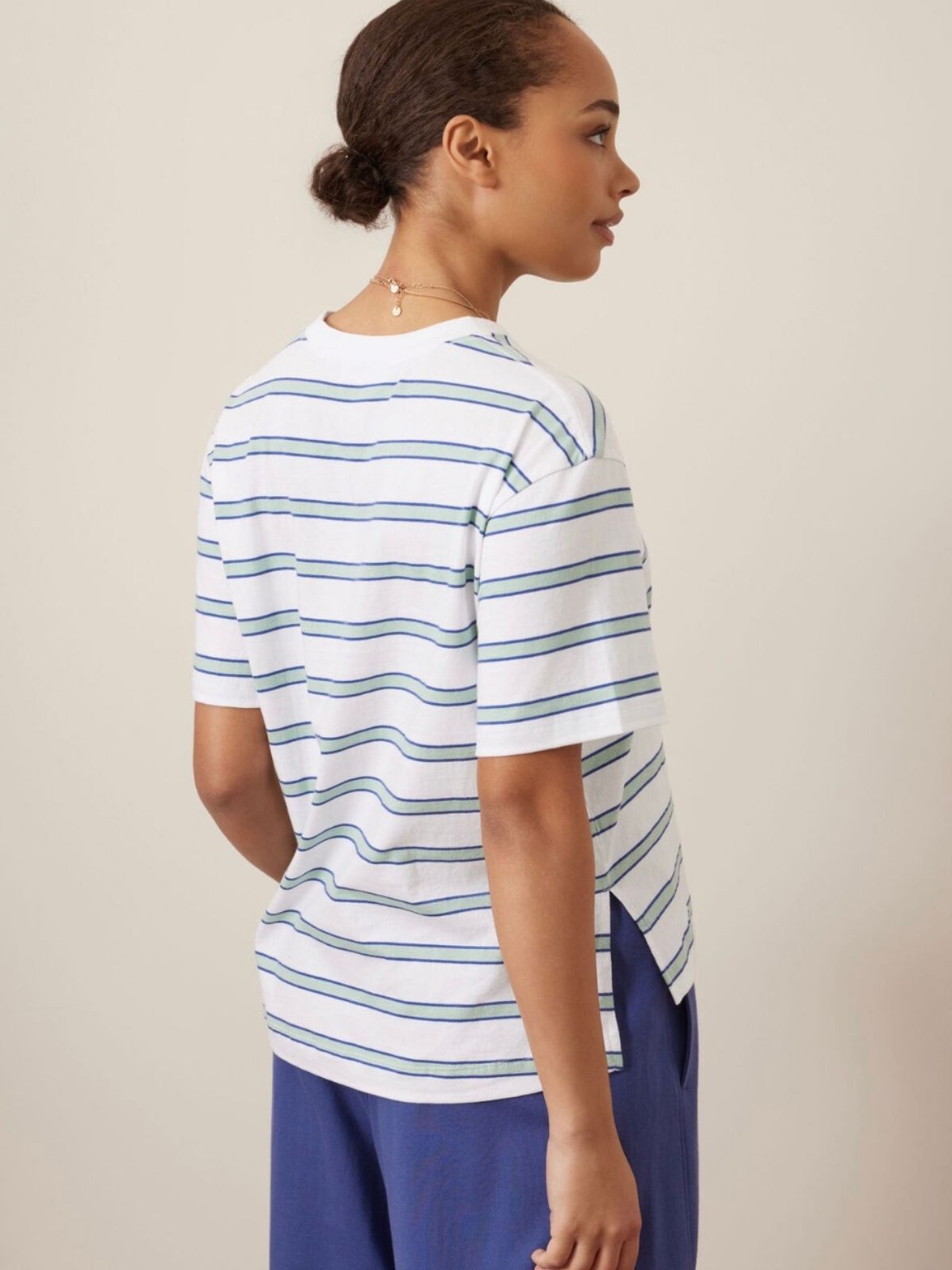 Stevie Slouchy Tee | White &amp; Seafoam Stripe