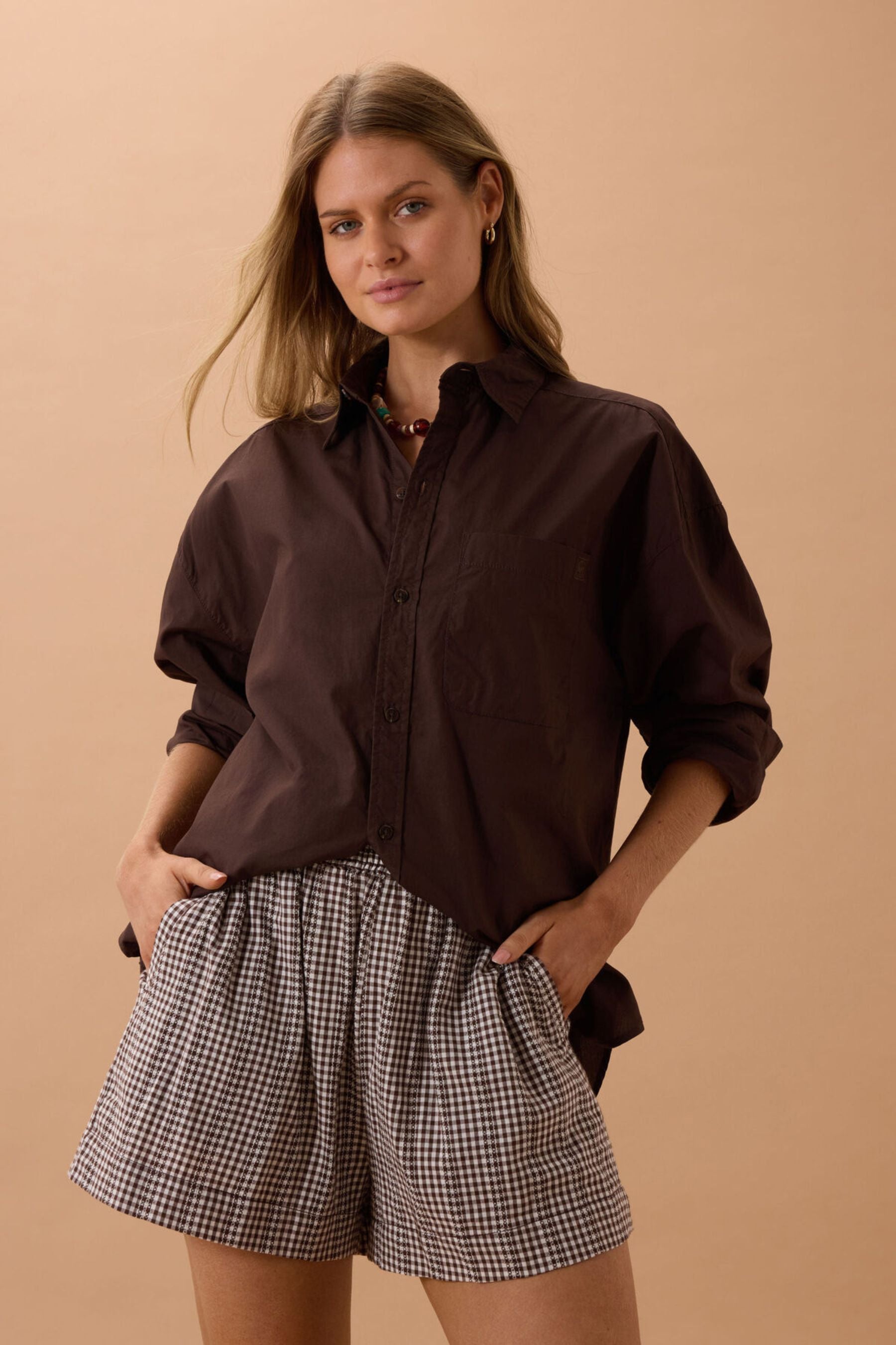 Peta Oversized Shirt | Chocolate