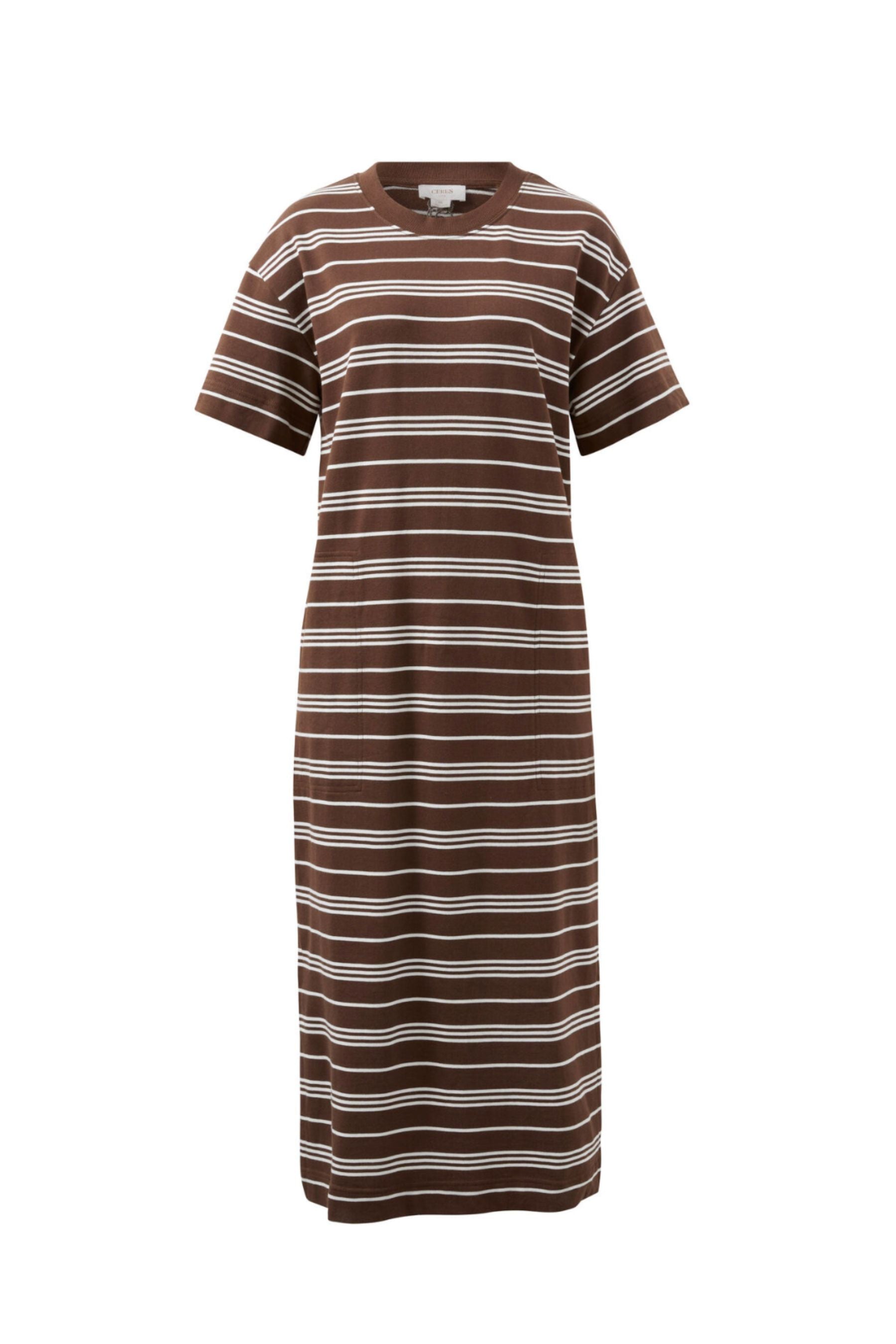 Charlotte Midi Terry Dress | Chocolate &amp; White Stripe