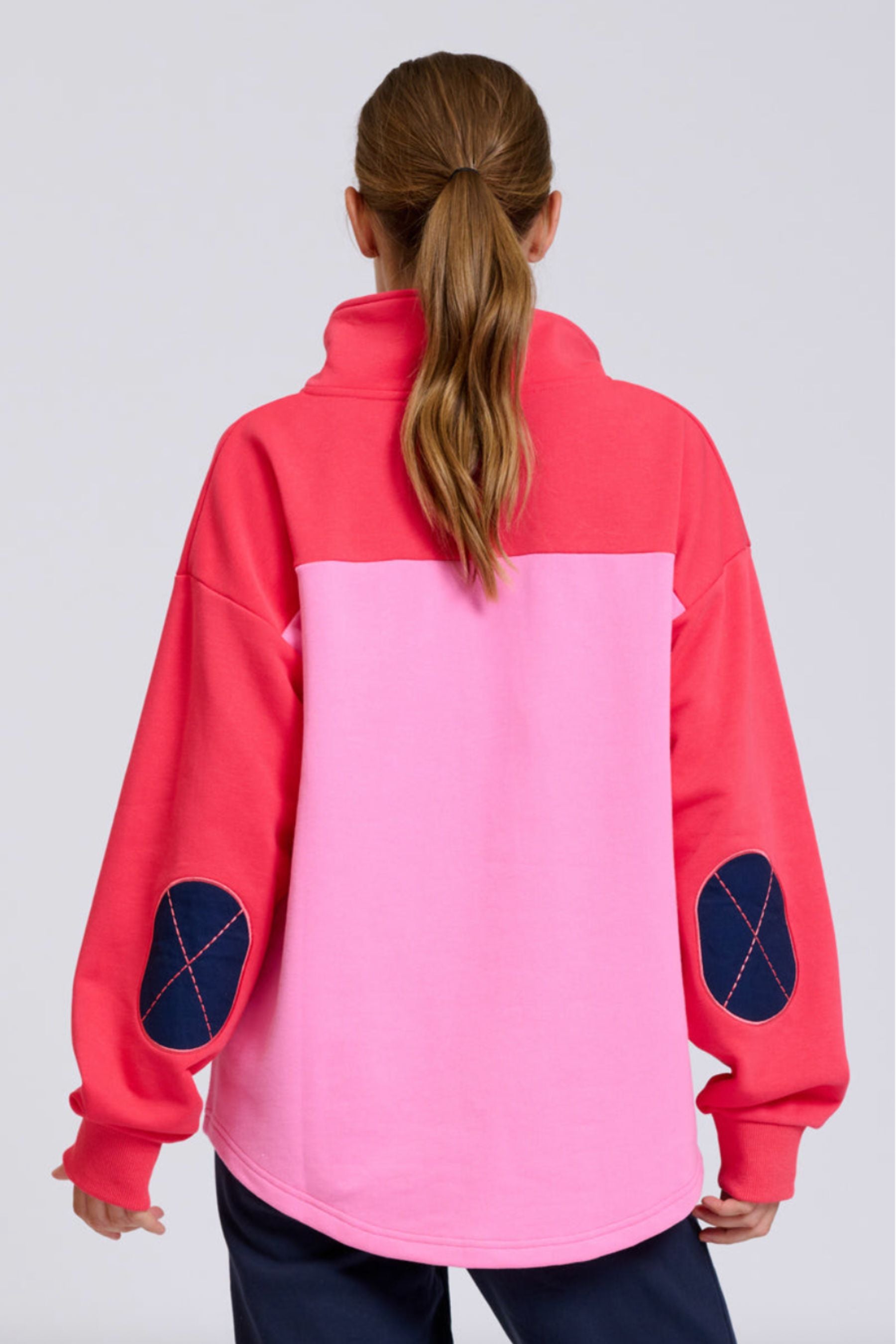 Collar Sweatshirt | Pink &amp; Red Combo