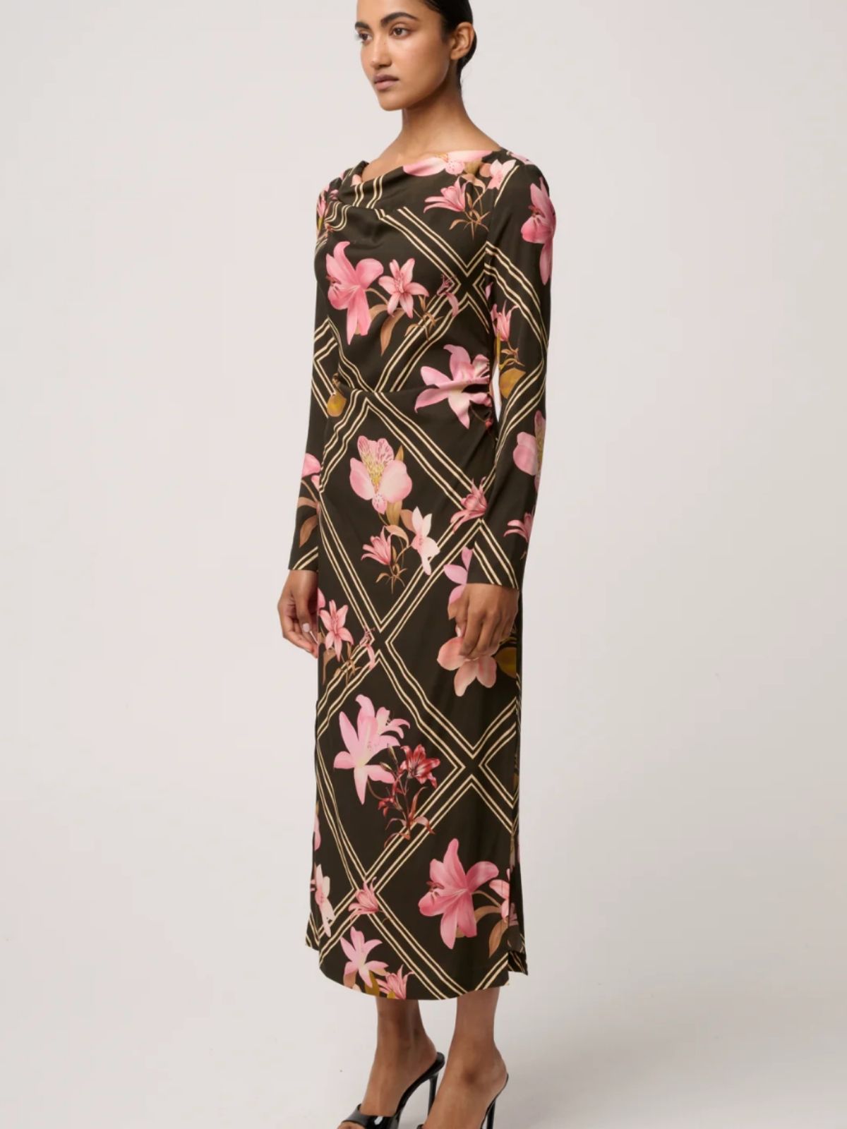 Jayden Cupro Viscose Stretch Dress | Obsidian Bloom
