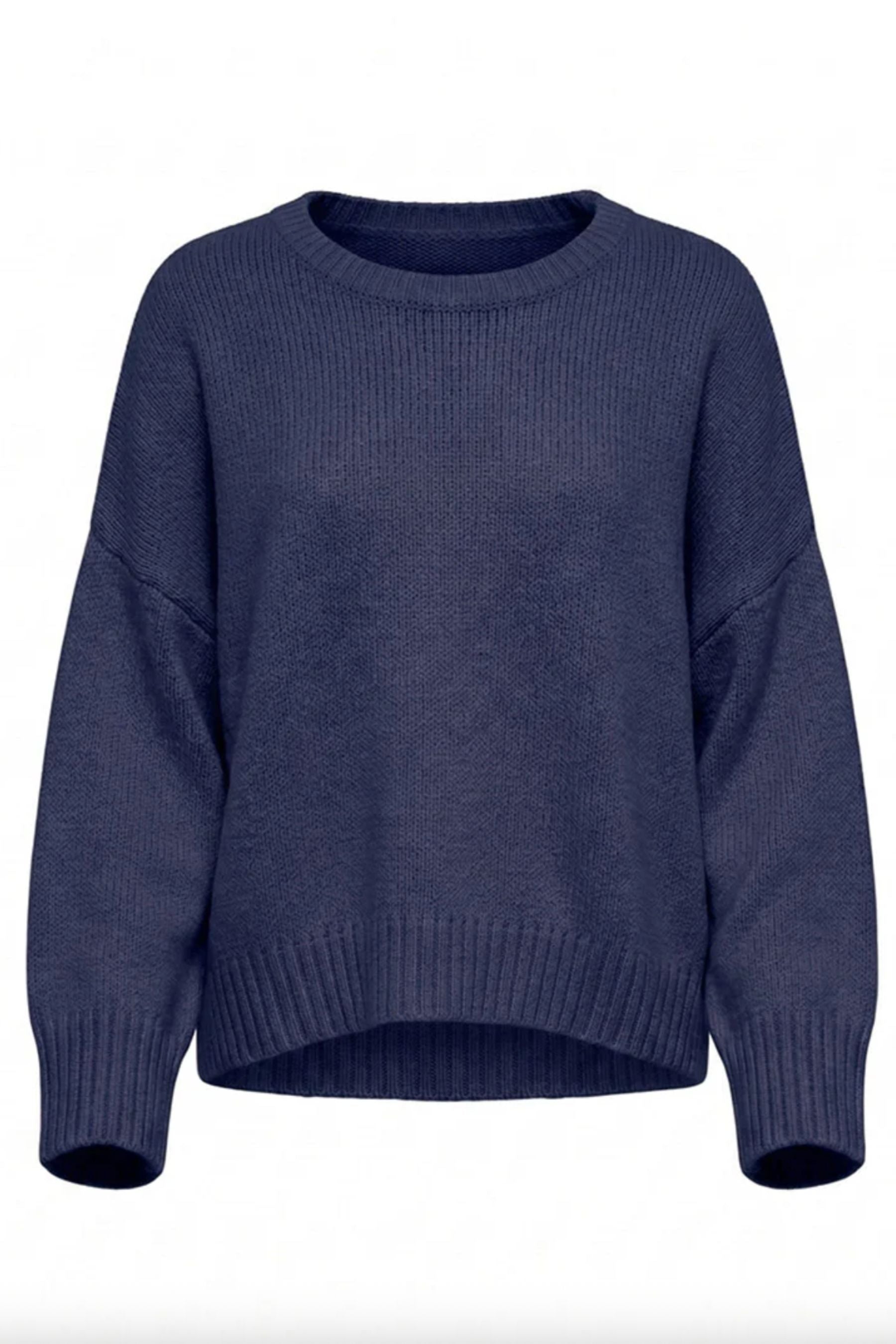 Carla Cotton Crew Neck Jumper | Navy