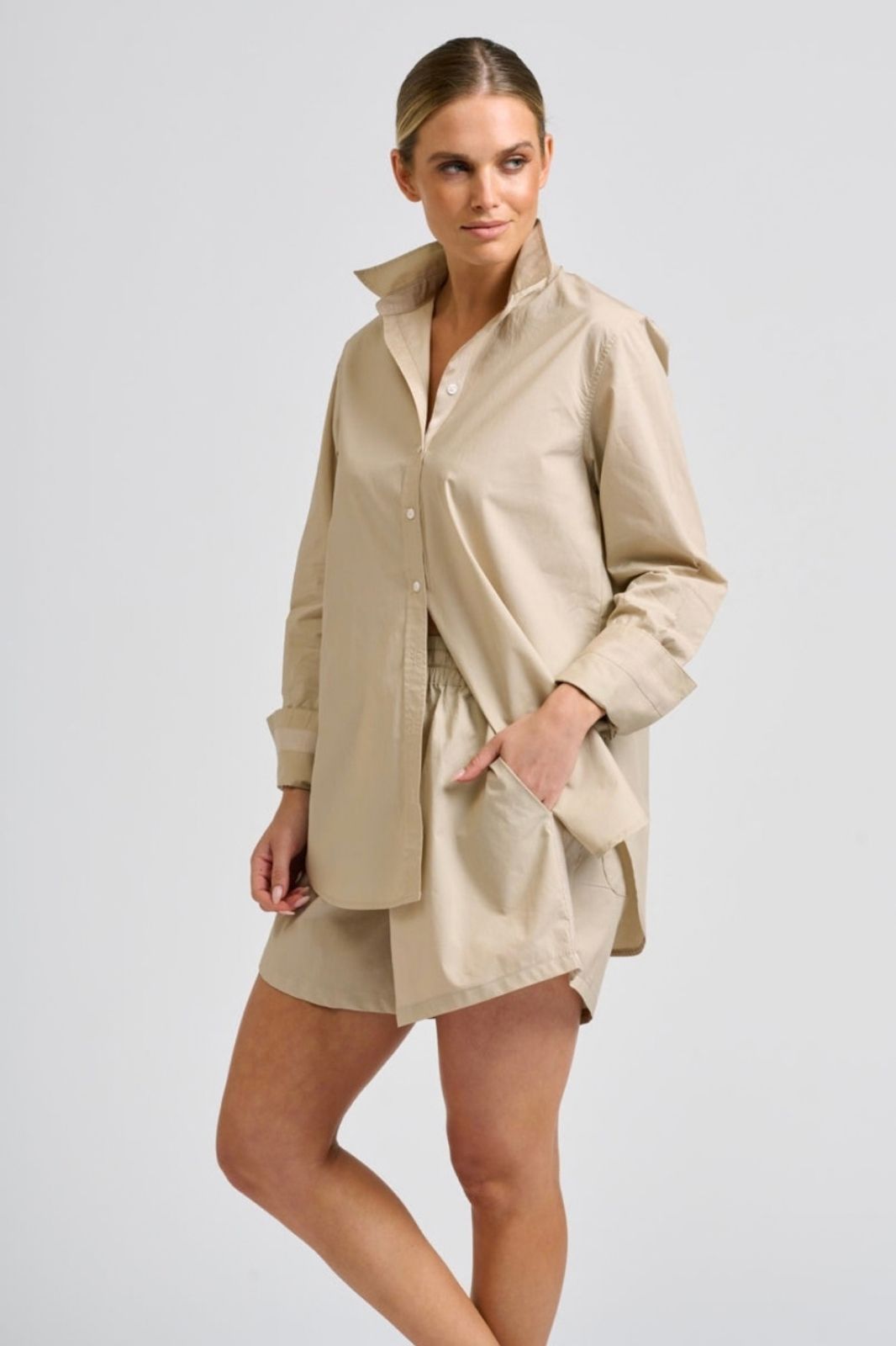 Elodie Trim Shirt | Biscuit