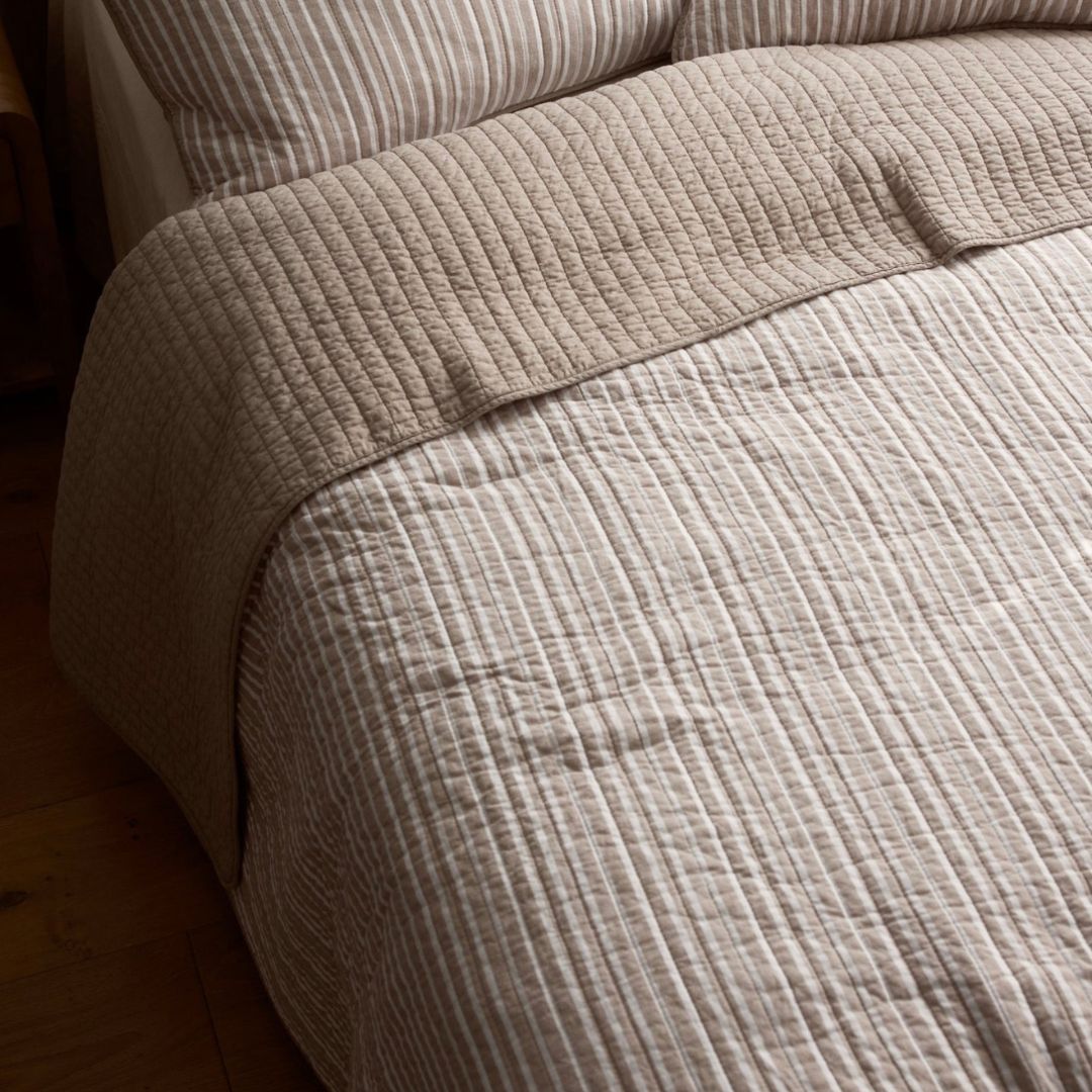 Coffee Stripe Quilt/Coverlet
