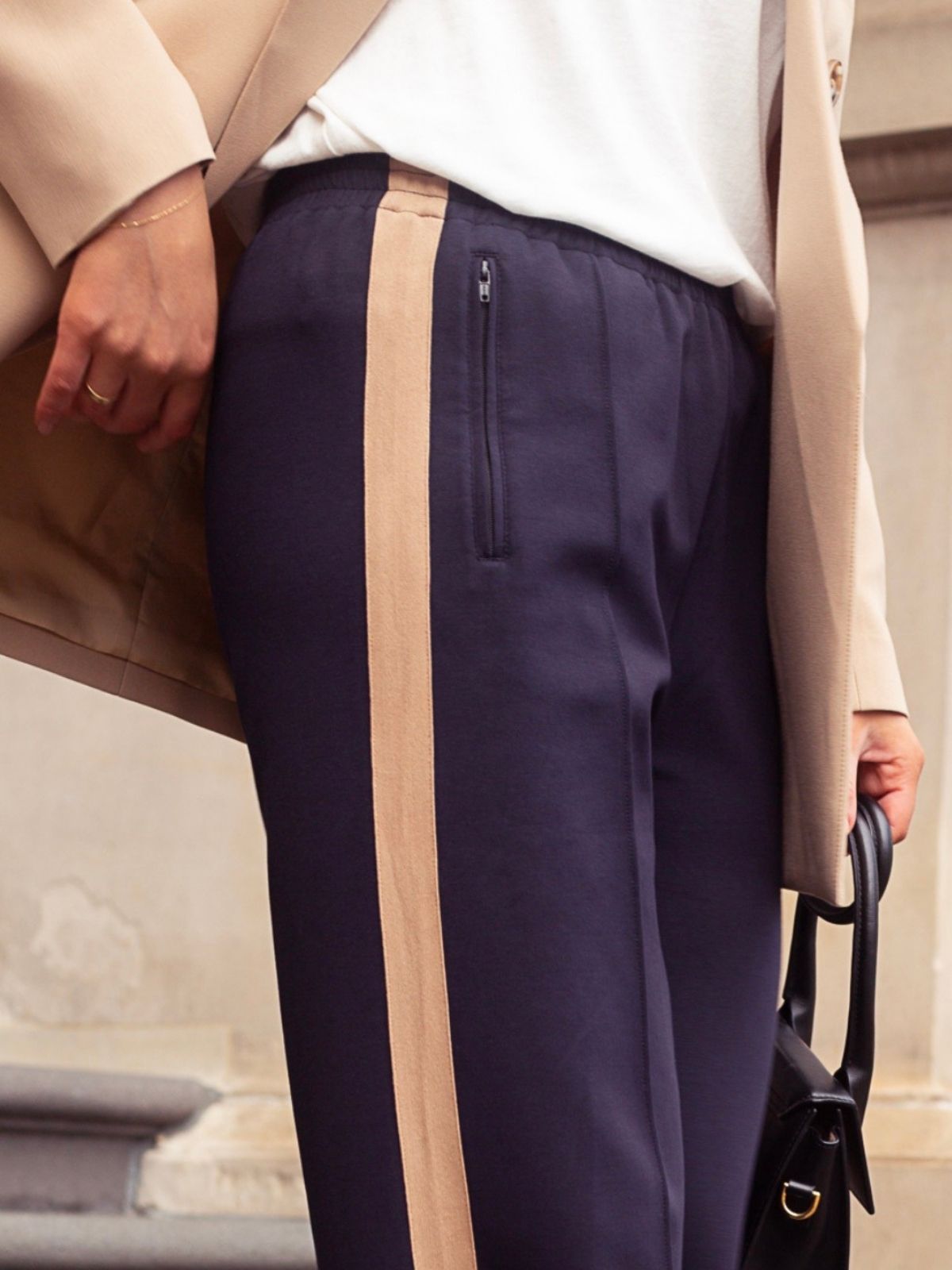 Noah Wide Pant | Navy Caramel Stripe