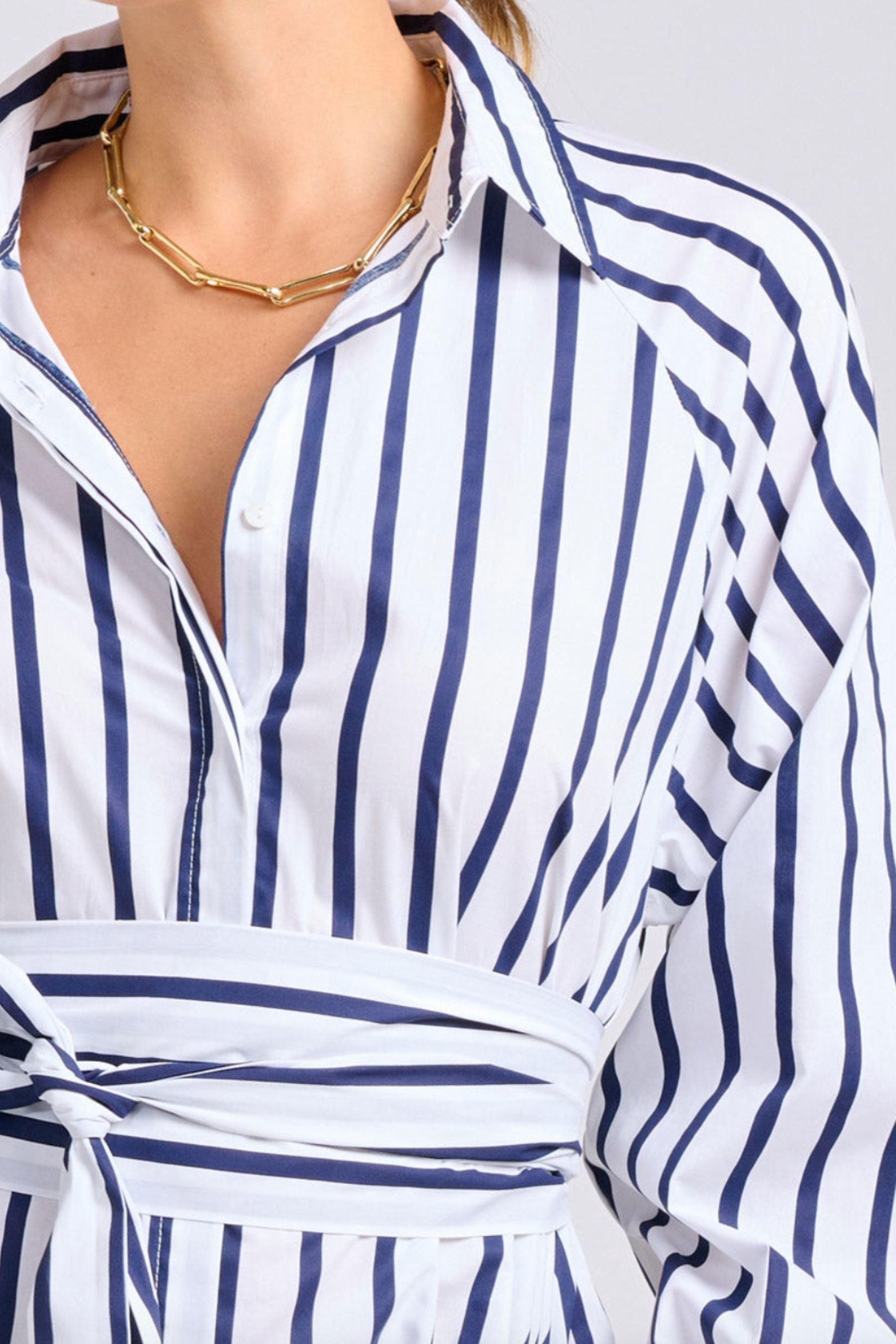 The Gigi Relaxed Dress | White With Navy Stripe