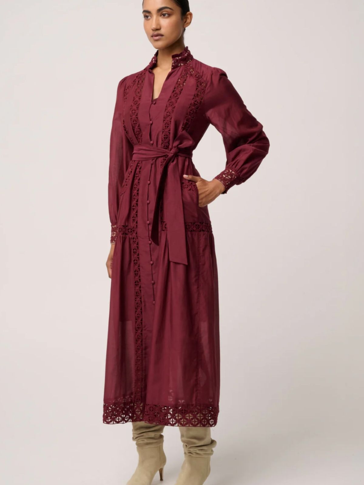 Cascadian Cotton Silk Maxi Dress | Bordeaux