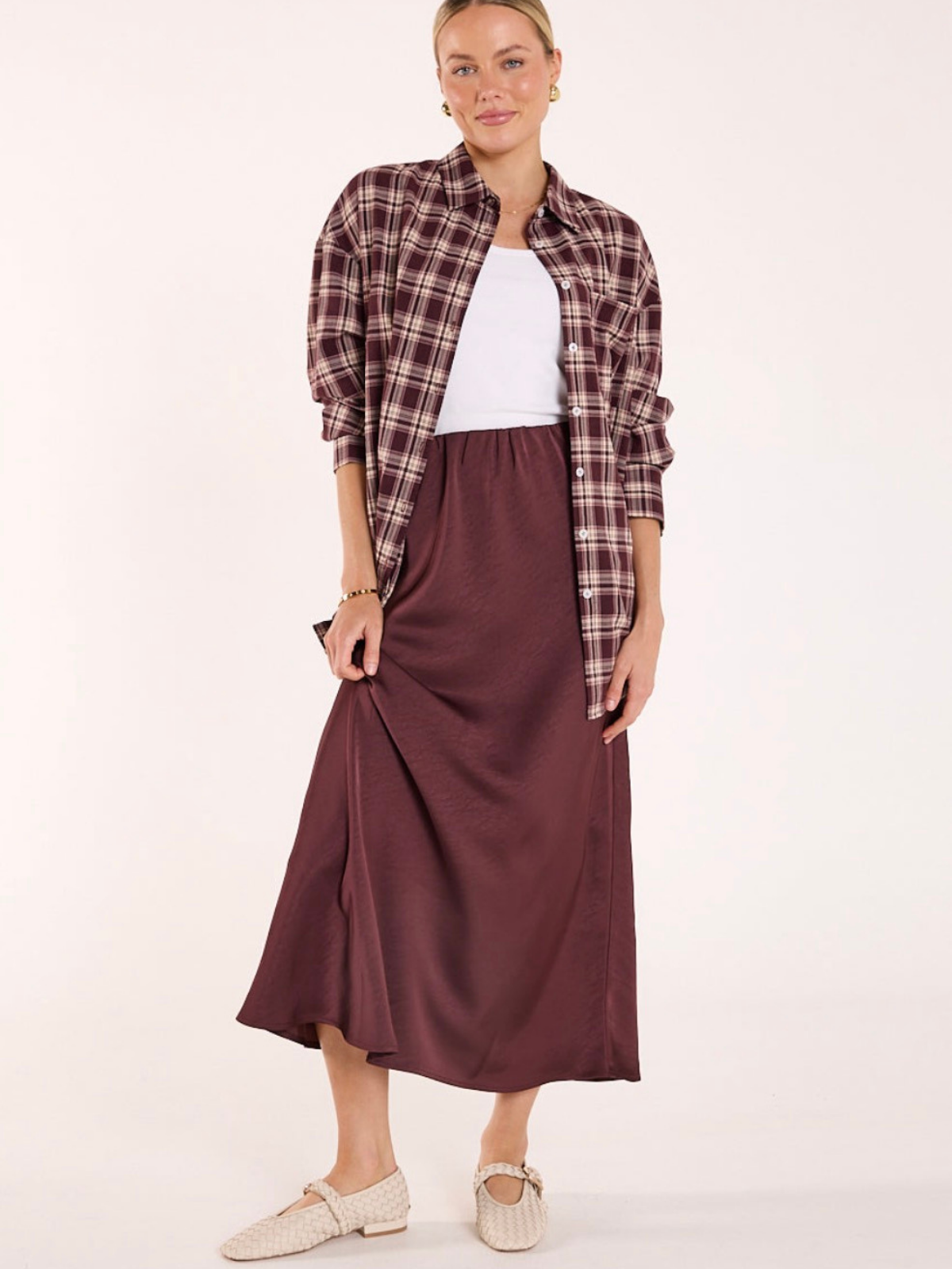 Luca Shirt | Plum Beige Check