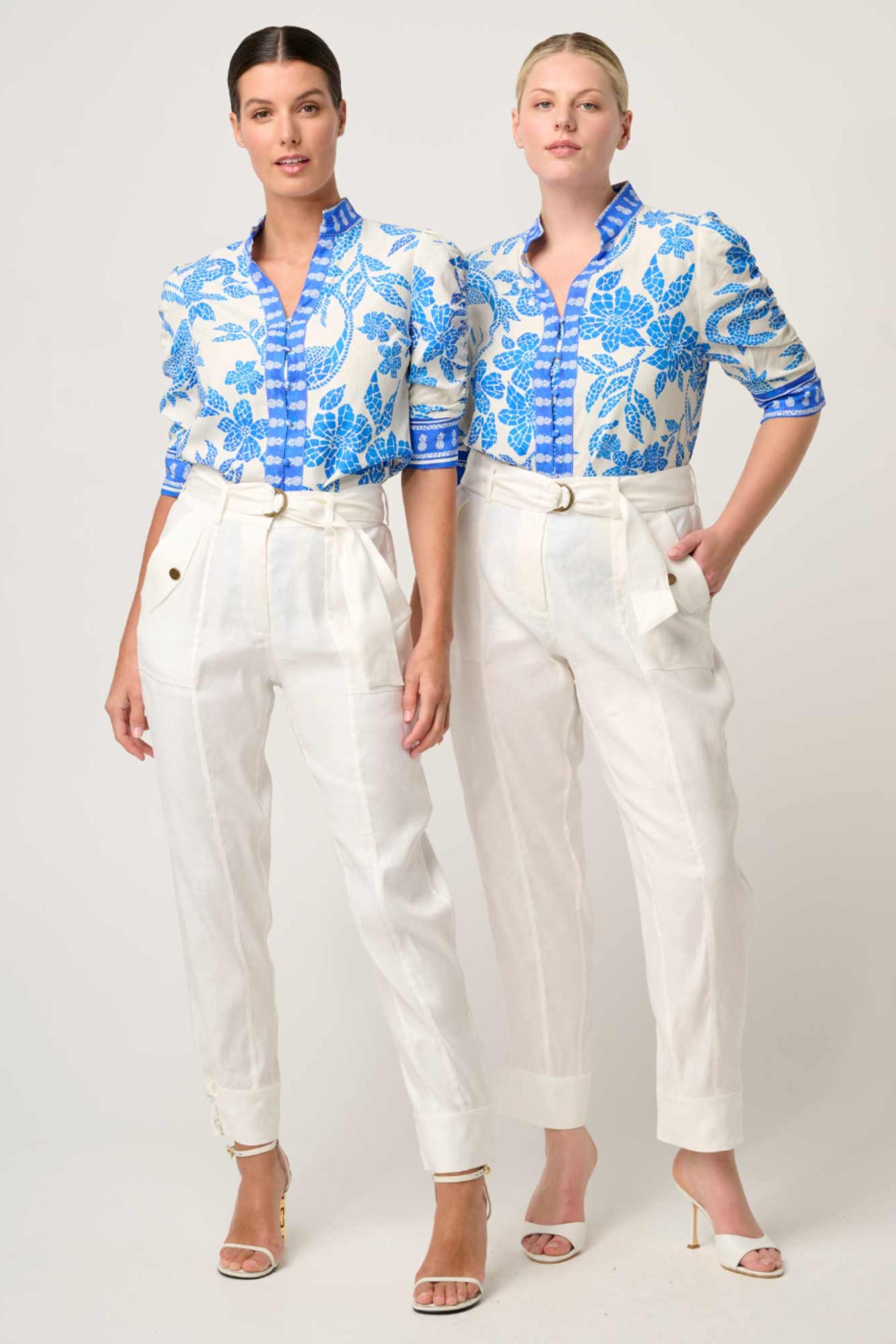 Calantha Contrast Trim Shirt | Azure Mosaic