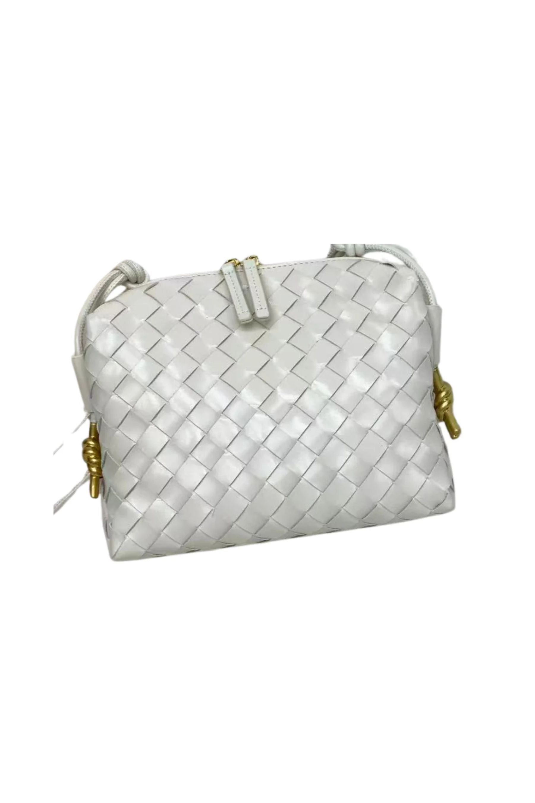 Shiny Weave Crossbody Bag | Milk