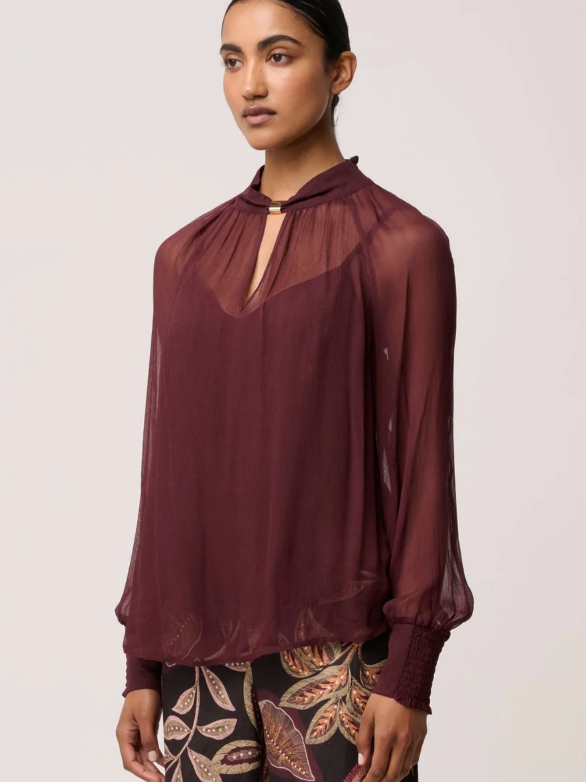 Simona Sheer Viscose Shirt | Bordeaux