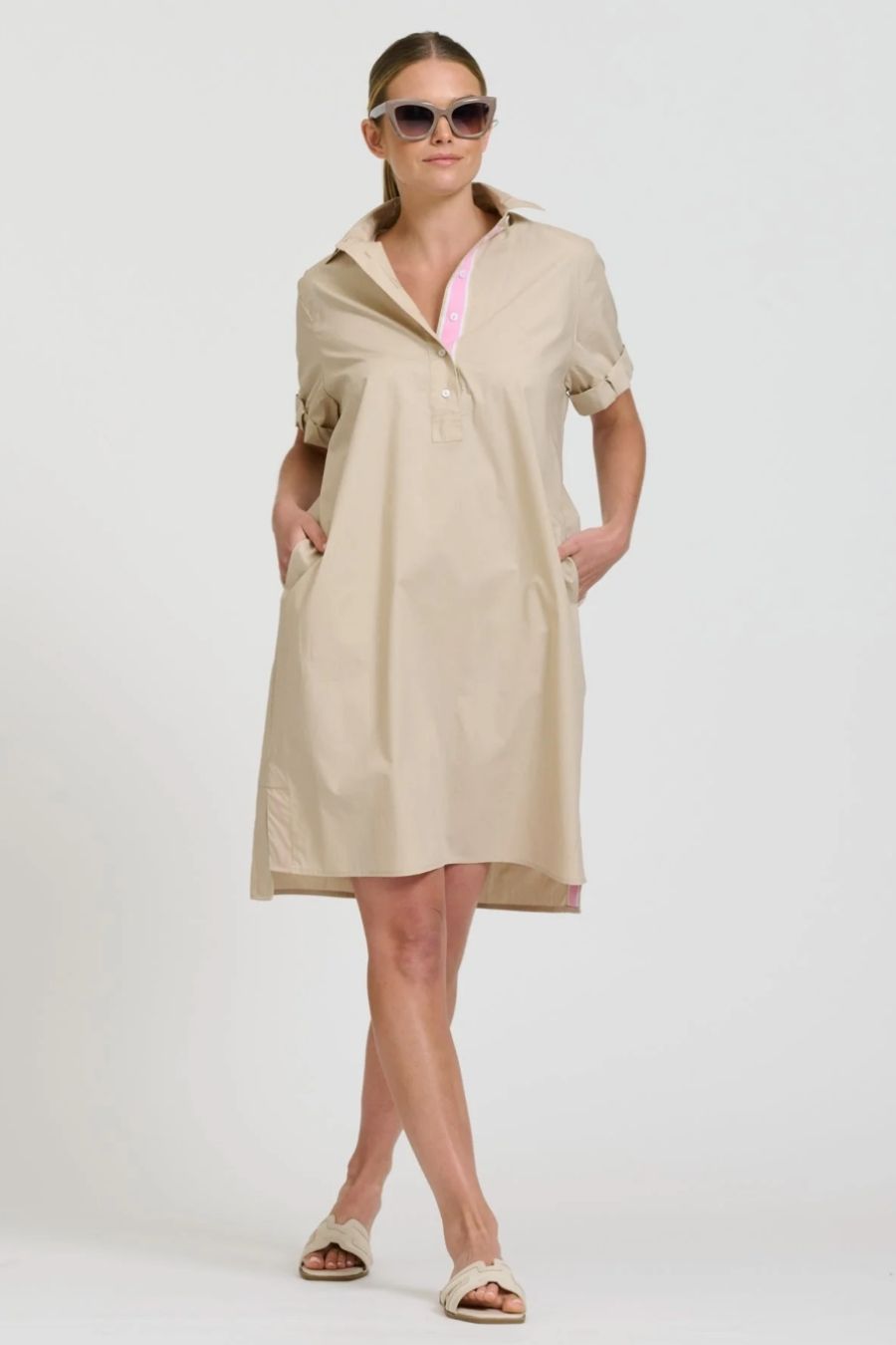 Katie Short Sleeve Popover Dress | Sand