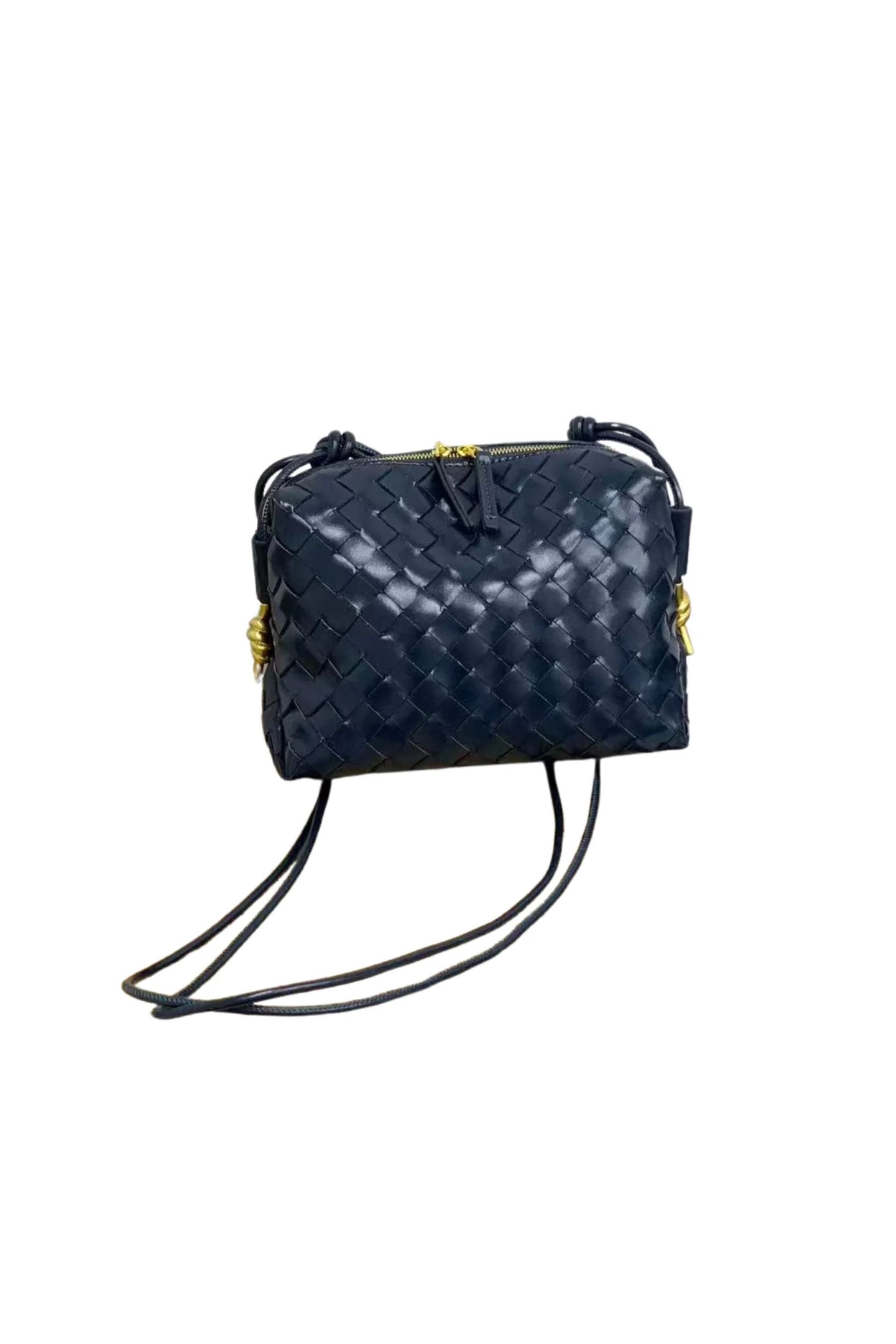 Shiny Weave Crossbody Bag | Navy