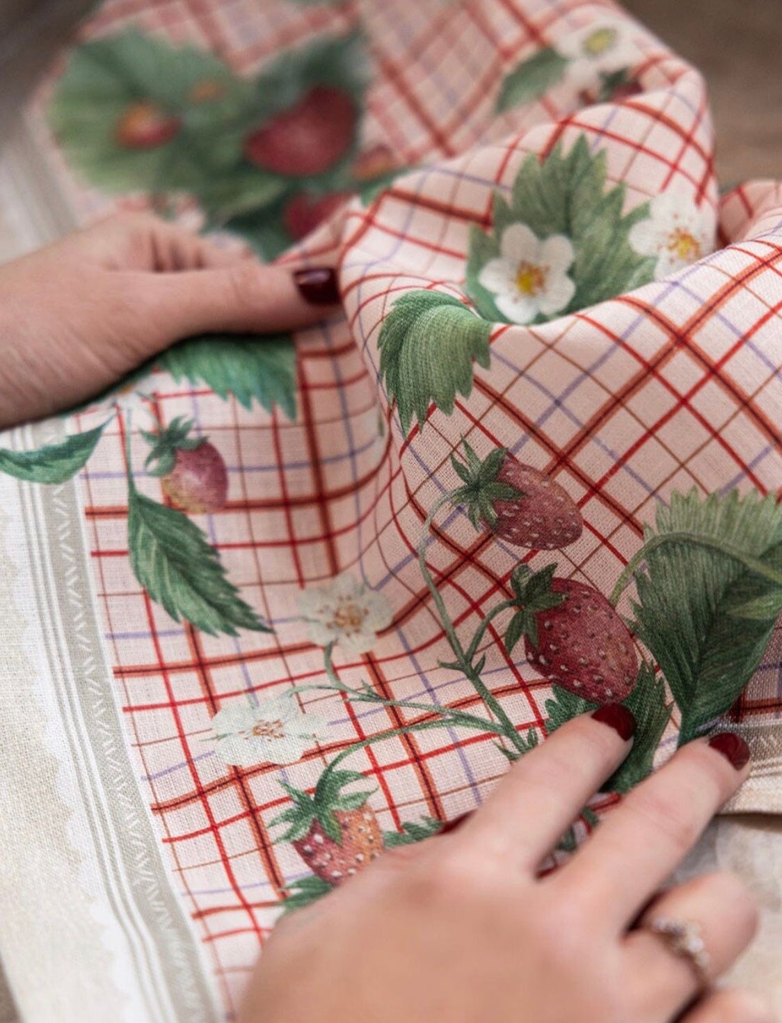Strawberries Linen Tea Towel