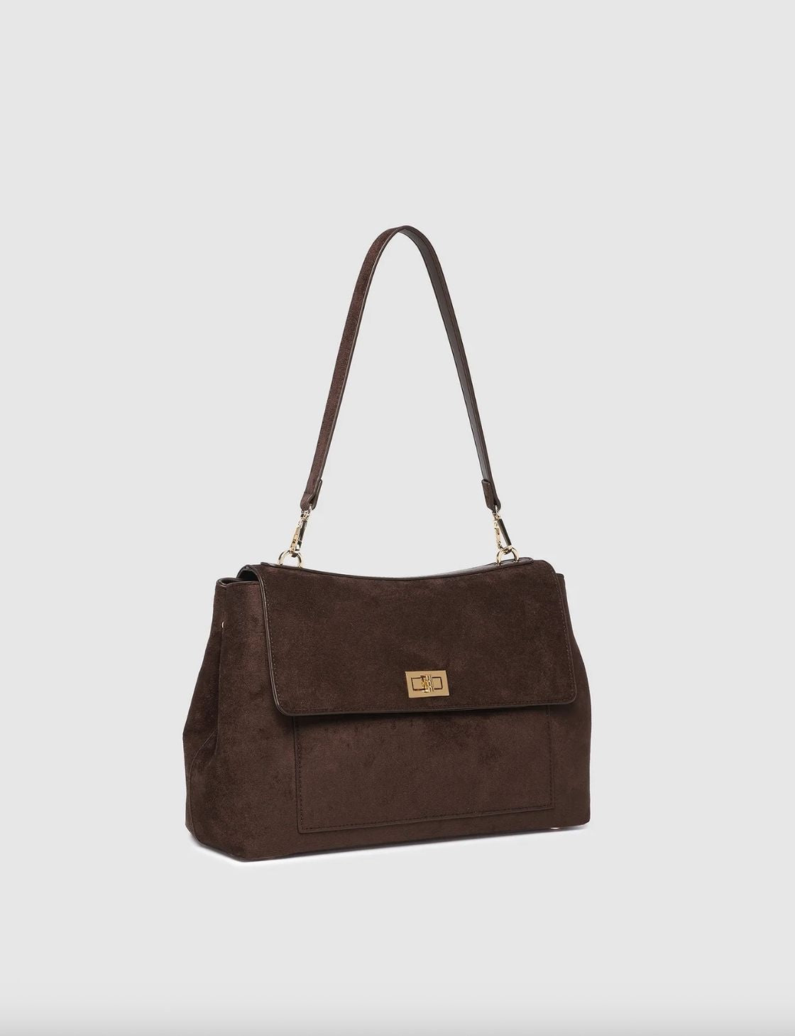 Arden Suedette Shoulder Bag | Chocolate