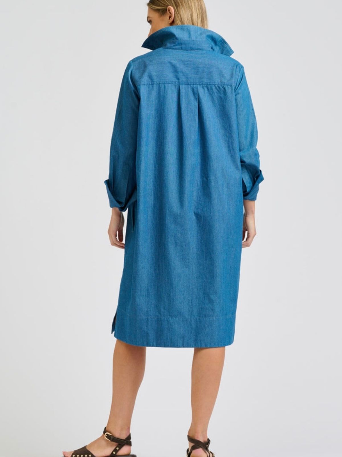 Jane Utility Popover Dress | Washed Denim