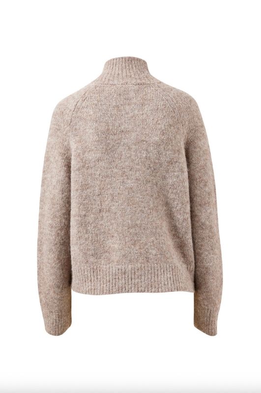 Riley Funnel Neck Tab Cardi | Oat Marle