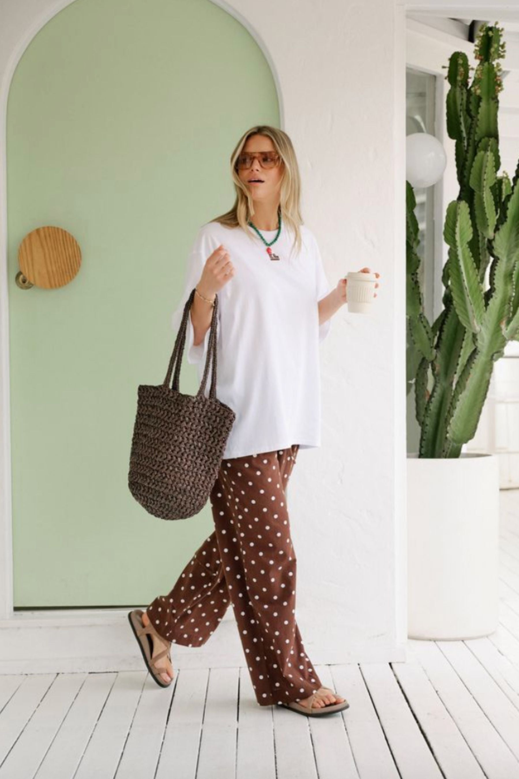 The Resort Pant | Choc Polka Dot